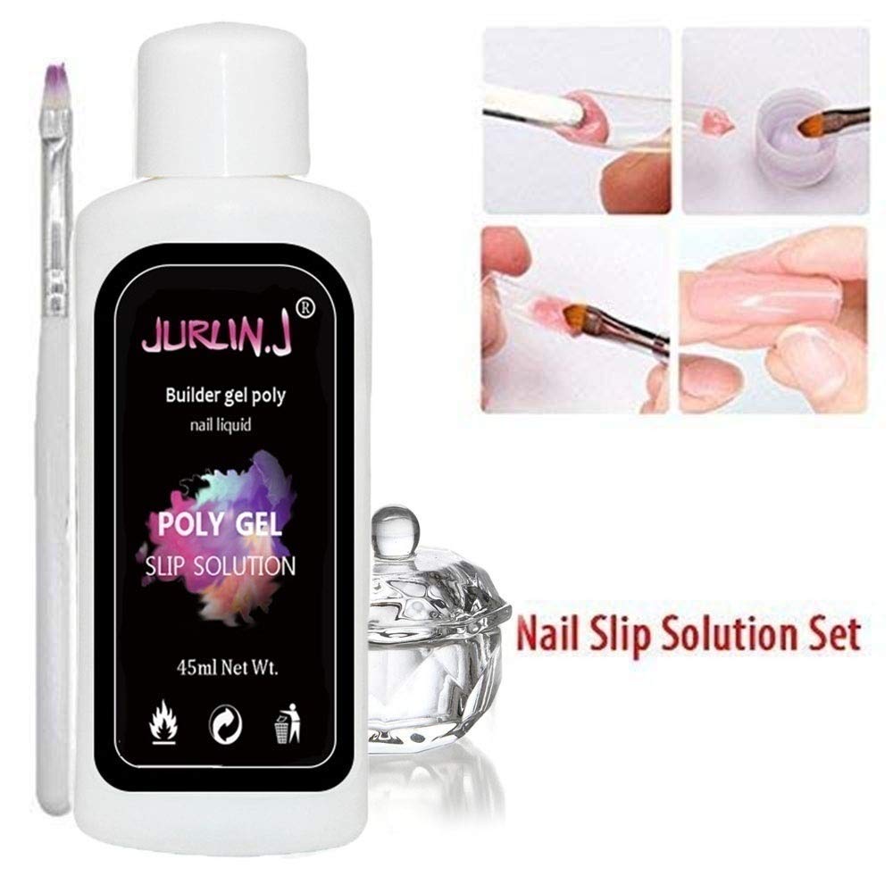 3pcs Poly Gel Nail Liquid Slip Solution 45ml - Professional Nail Glide Solution for Poly Gel, Acrylic & Builder Gel Extensions | Easy Soak-Off Application | Perfect for Salon & Home Nail Art DIY