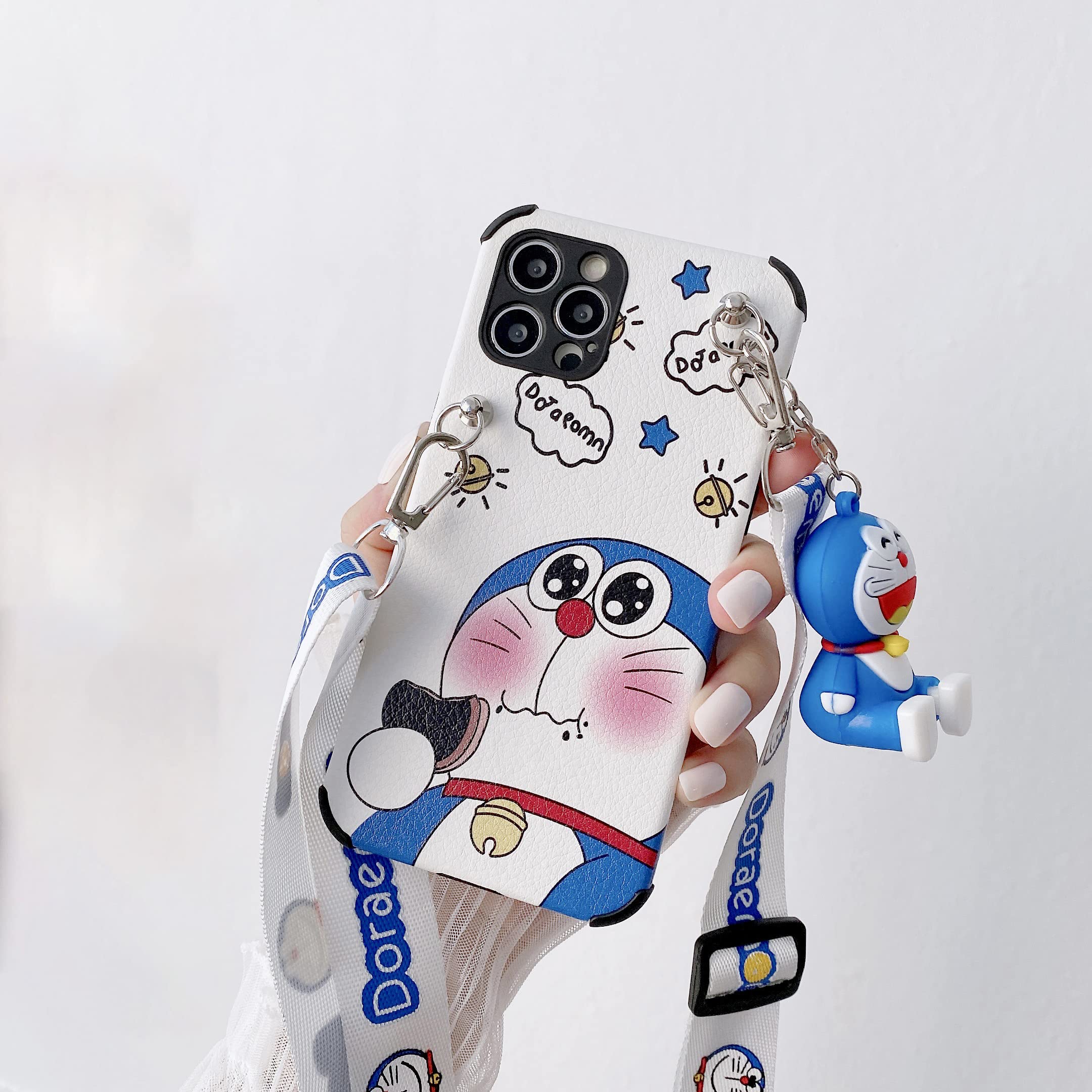 MOQINO Cartoon Shockproof iPhone 11 Case with Soft TPU & Lambskin, Built-in Stand & Neck Strap Lanyard - Perfect for Daily Use, Travel, and Hands-Free Convenience (Style 2)