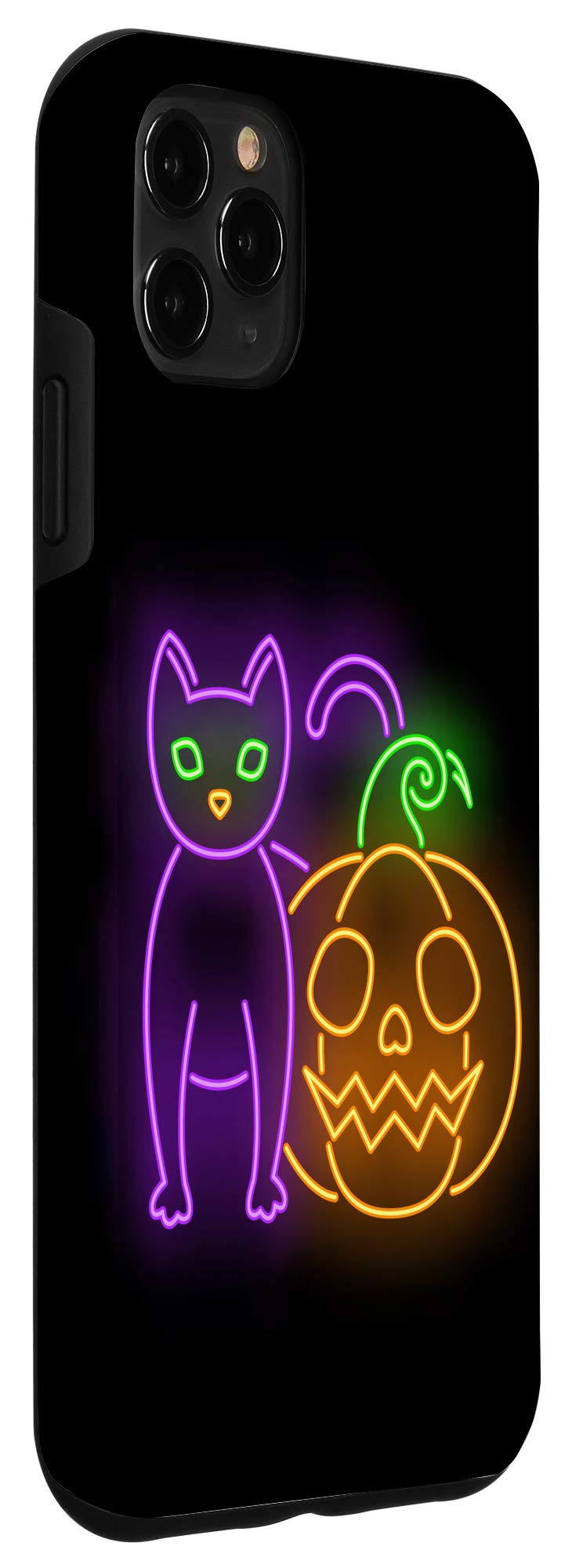 iPhone 11 Pro Max Case - Halloween Spooky Black Cat & Jack O'Lantern Pumpkin Design | Shockproof Protective Cover for Halloween Parties, Trick or Treating & Fall Festivals