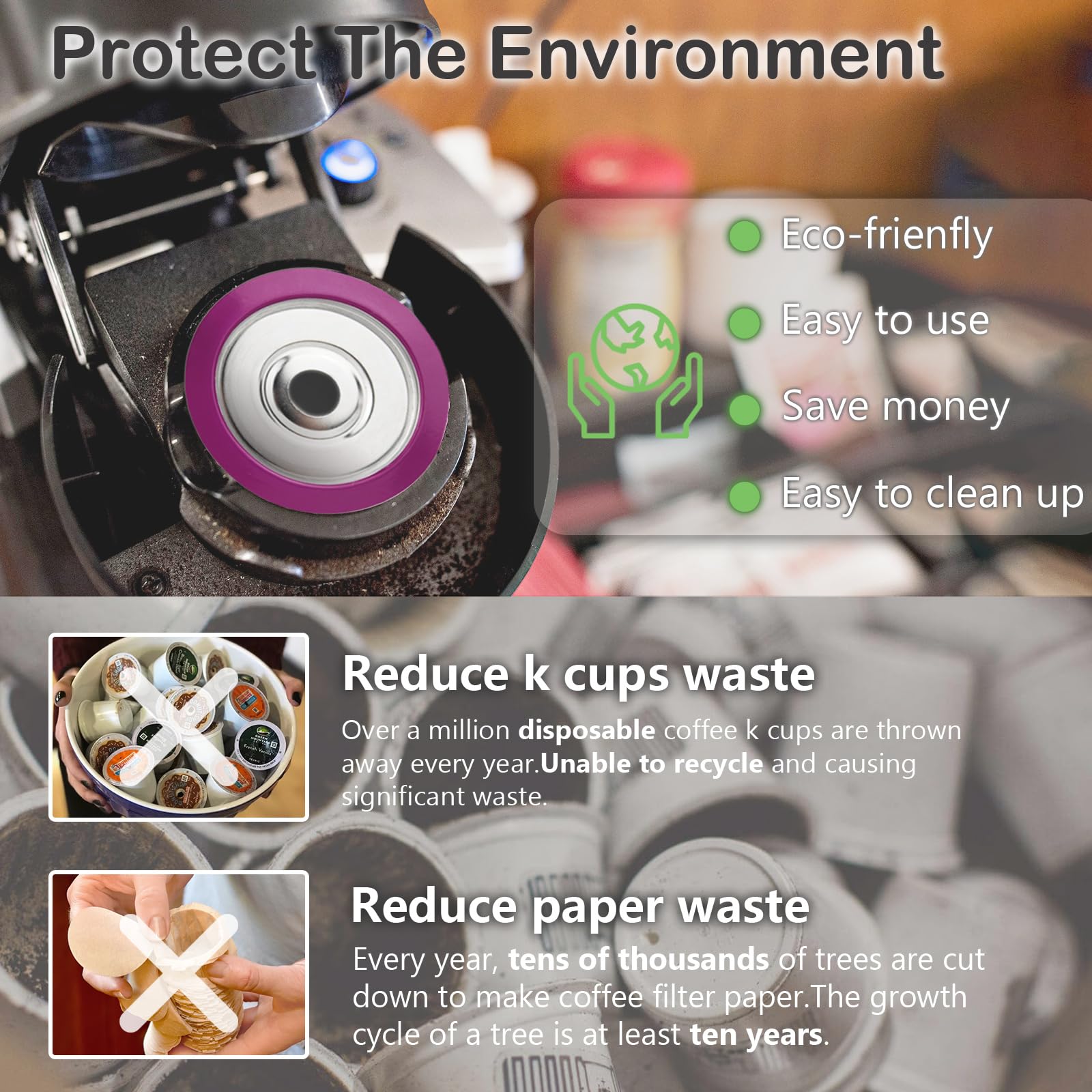 Reusable K Cups for Keurig - Universal Stainless Steel Coffee Pods Compatible with Keurig 1.0 & 2.0 Brewers | Eco-Friendly Coffee Filters for Home & Office Use