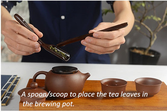 Premium Tea Brewing Accessories Set of 6 - Chinese Gongfu Tea Ceremony Tools (Tea Scoop, Tongs, Strainer, Needle, Brush, Stand) - Perfect for Home Tea Parties, Zen Meditation & Gift Giving