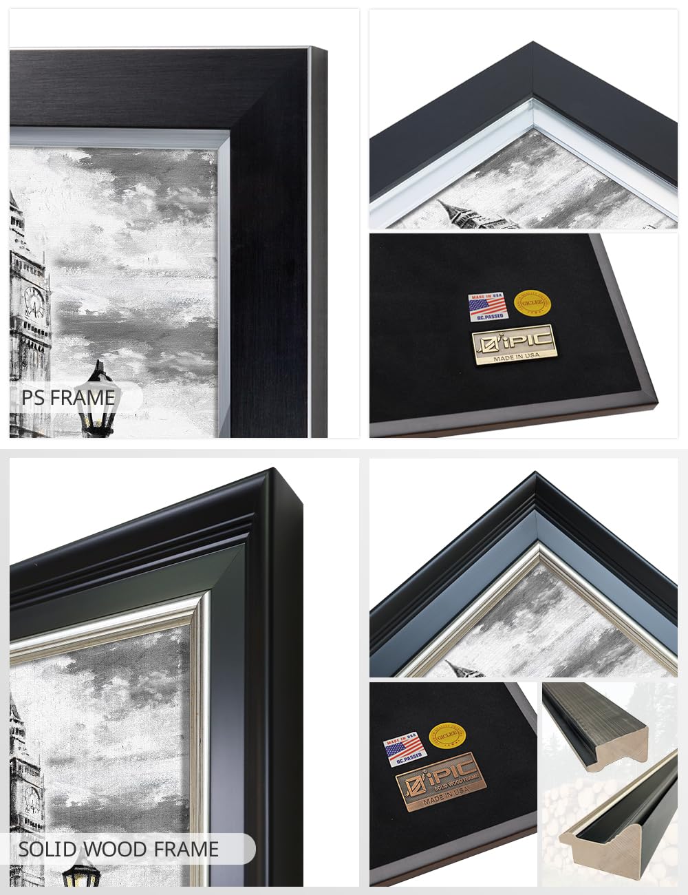 IPIC - Personalized London Lovers Artwork with Custom Names & Date - Romantic Gift for Anniversary, Wedding, Birthday & Holidays - Available in PS or Solid Wood Frame - Perfect for Home Decor, Couples Gifts & Special Occasions