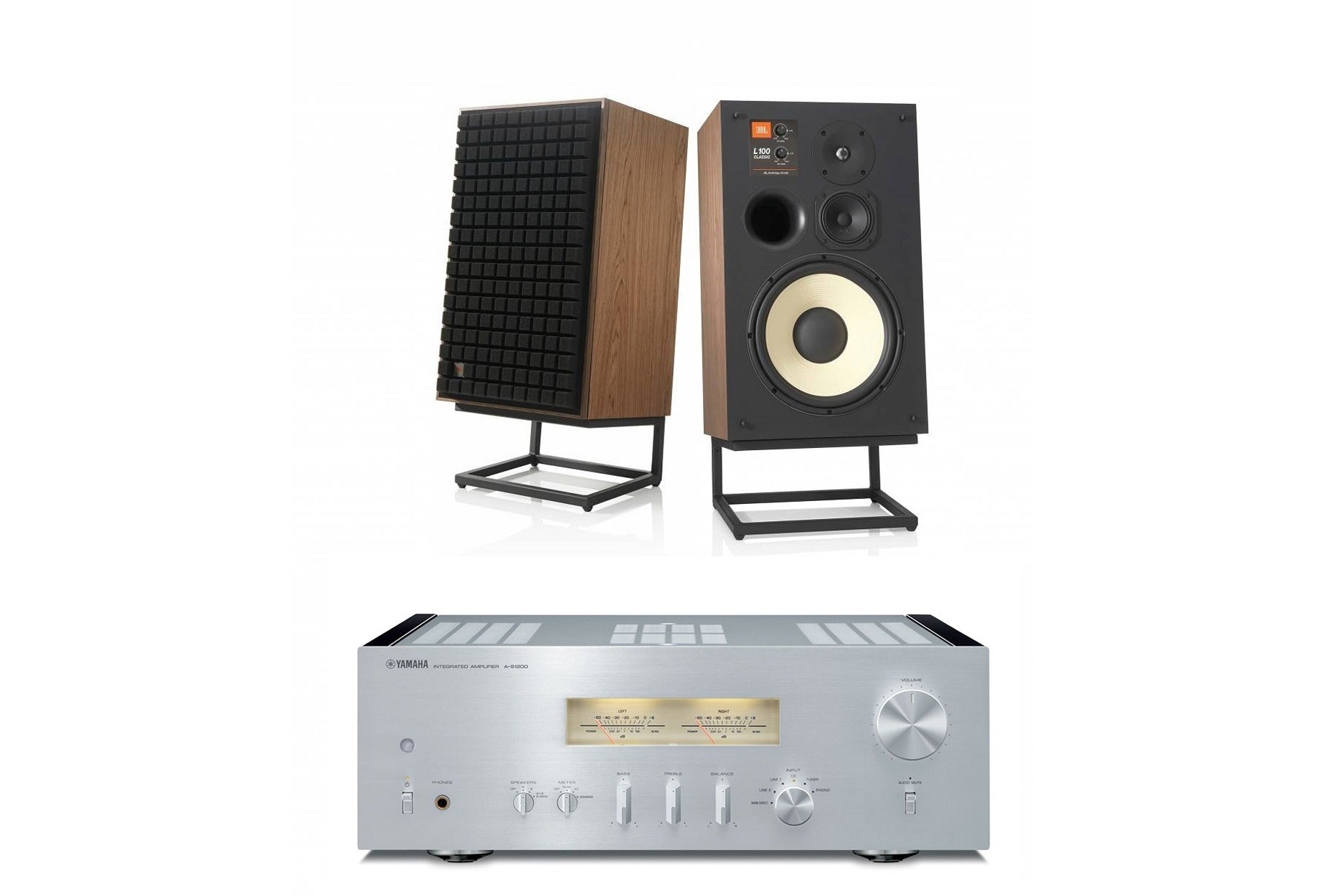 Walnut with Black Grill and Black Yamaha A-S1200