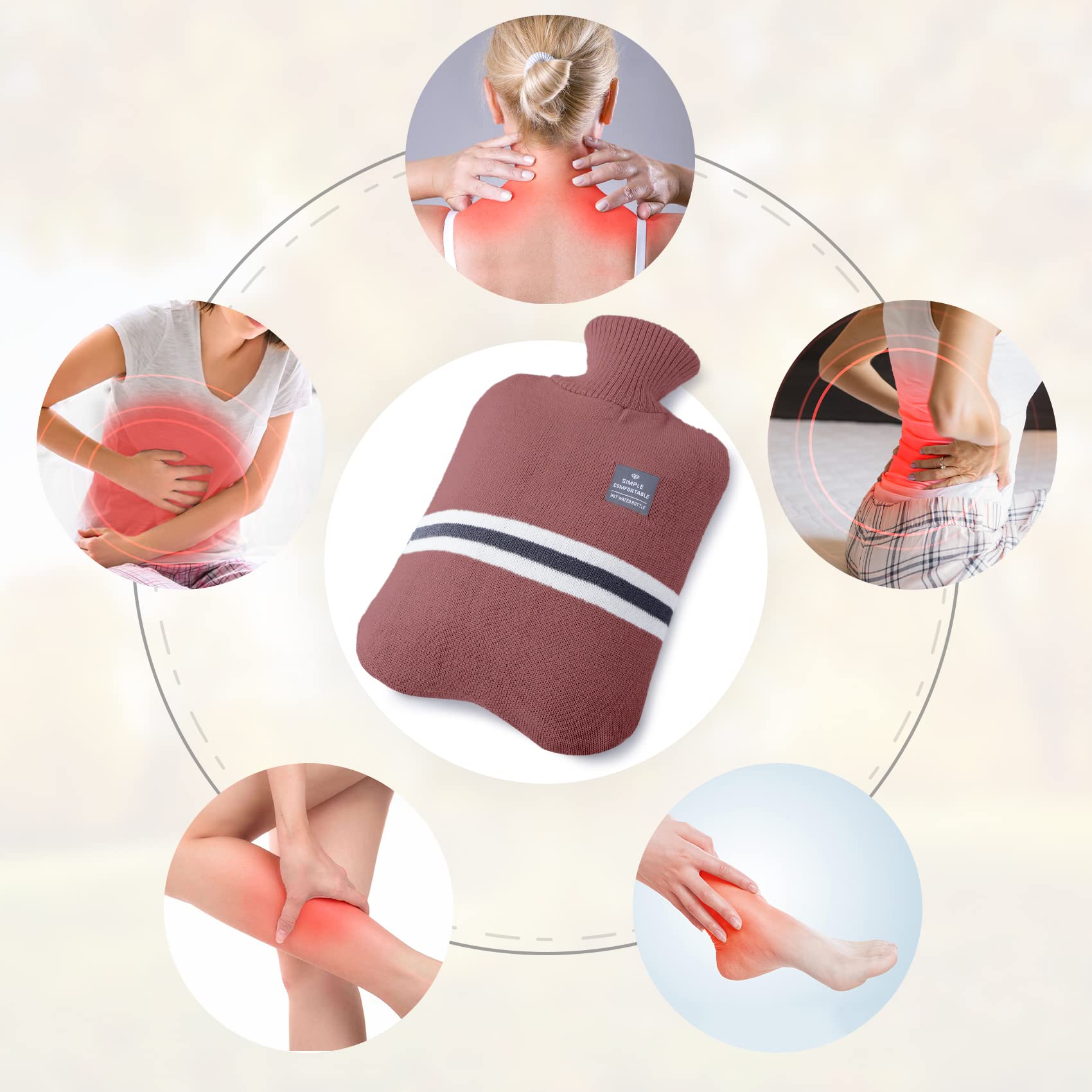 2L Knitted Cover Hot Water Bottle for Pain Relief - Cold & Hot Compress Therapy for Back, Neck & Shoulder Pain | Perfect for Winter Warmth, Menstrual Cramps & Muscle Relaxation