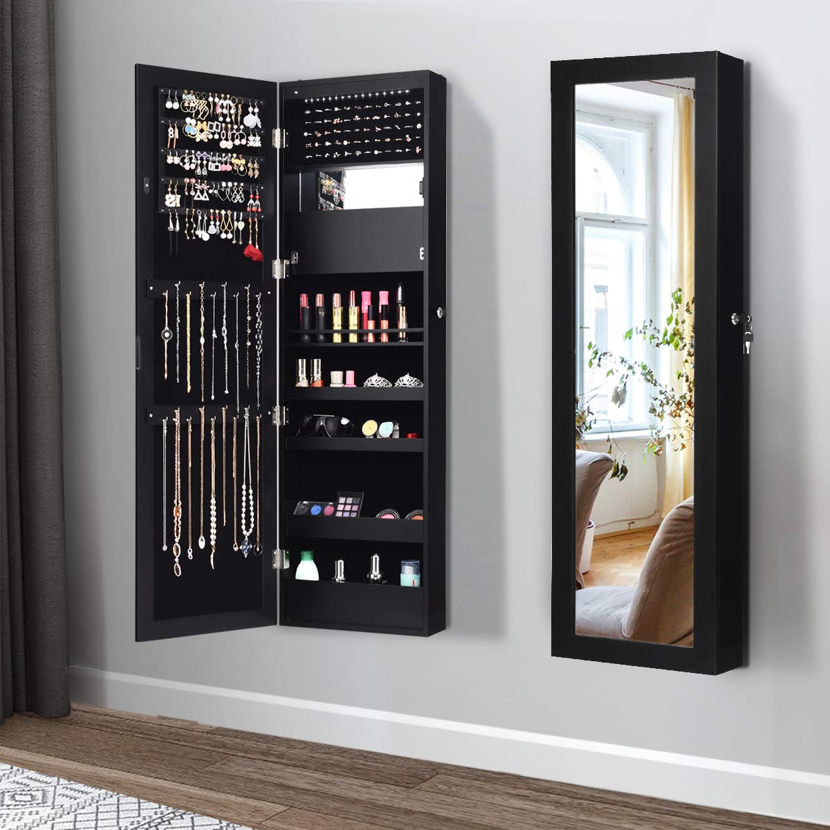 KOTEK 15 LED Light Jewelry Cabinet with Mirror - 47