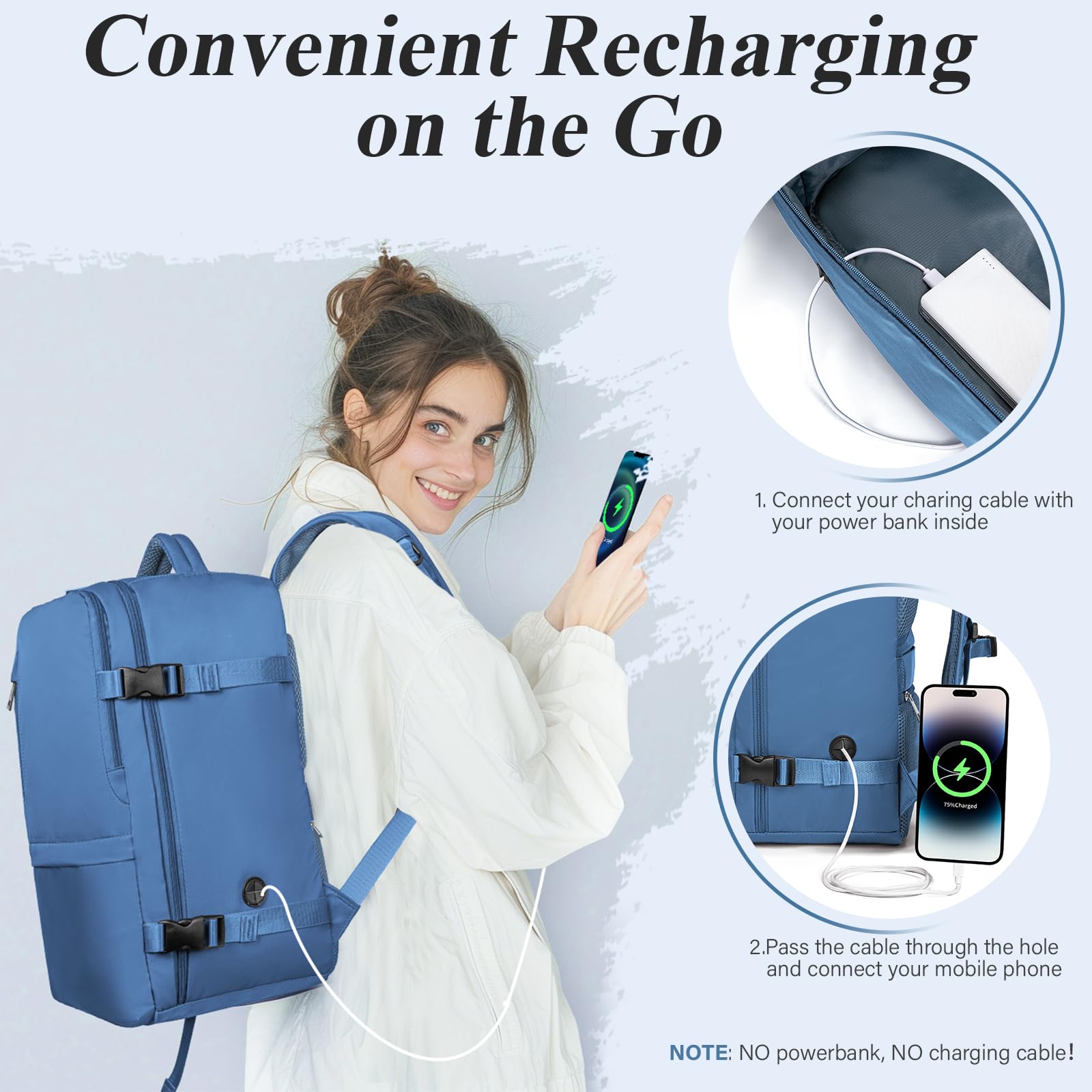VMIKIV Ryanair Approved Backpack 40x20x25cm - Lightweight Travel Backpack for Airplane Carry-On, Anti-Theft School Backpack for Women & Men - Perfect for University, Commuting & Weekend Trips (Bright Blue)