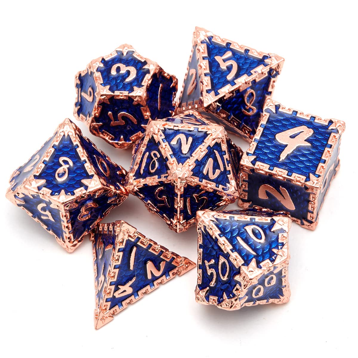 Premium Metal Dice Set for D&D - 7-Piece Polyhedral RPG Dice (D20, D12, D10, D8, D6, D4) - Perfect for Dungeons & Dragons, Pathfinder & Tabletop Roleplaying Games - Ideal for Gifts, Game Nights & Fantasy Adventures