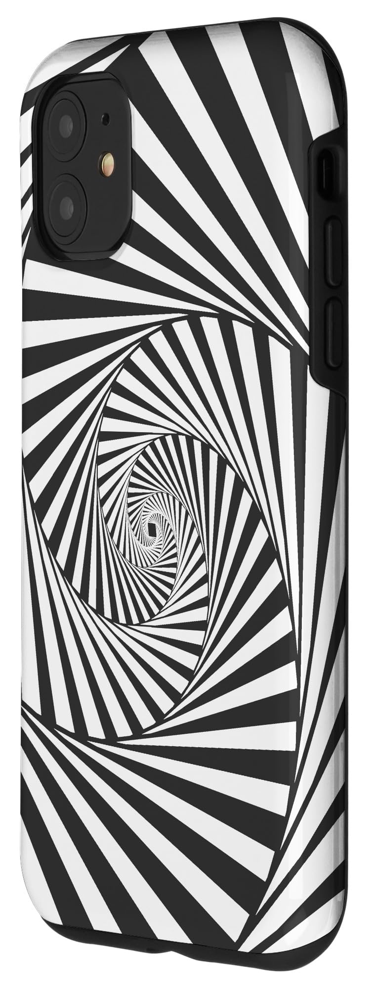 iPhone 11 Case - Optical Illusion Spiral Design in Black & White | Hypnotic Protective Cover for Daily Use, Travel & Photography