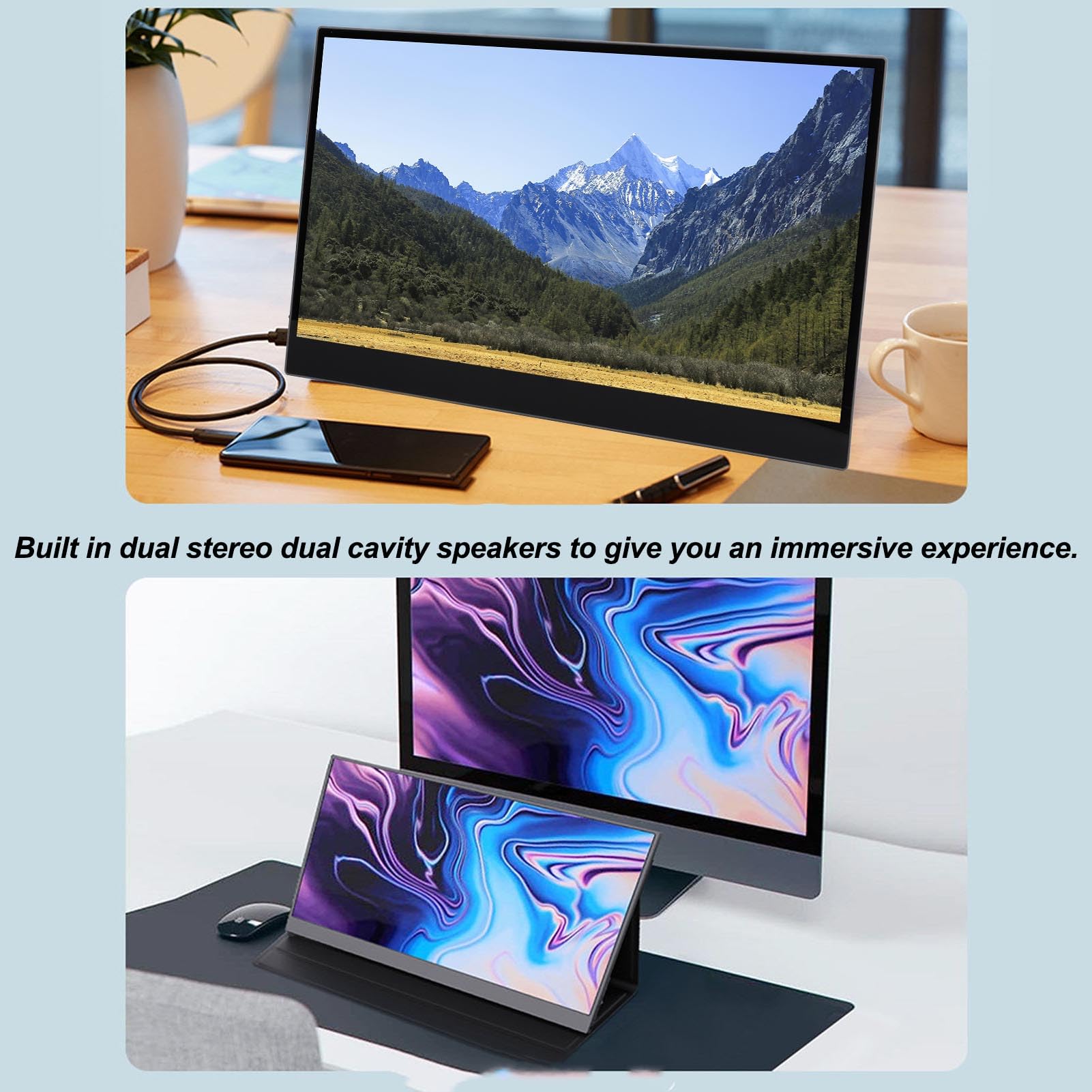 15.6 Inch 2.5K HD Touchscreen Portable Monitor - Ultra Slim External Display for Gaming, Laptop & Travel | Compatible with OS X, Windows & More | Perfect for Work, Entertainment & On-the-Go Productivity
