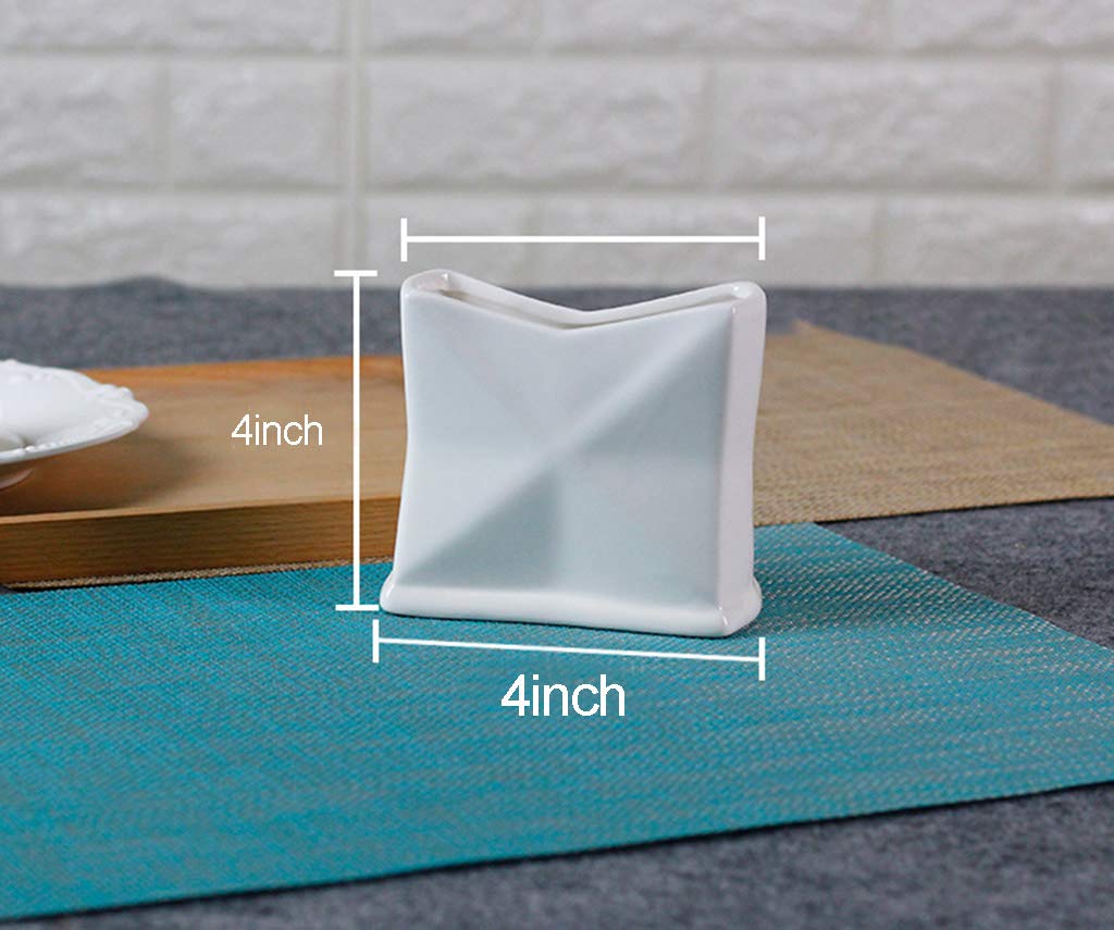 White Ceramic Embossed Napkin Holder - Elegant Paper Towel Organizer for Kitchen & Dining Table Decor - Perfect for Restaurants, Weddings and Home Decor