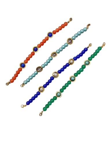 MANBHAR GEMS - 18cm Semi Precious Crystal Beaded Face Mask Holder with Clips, Adjustable Mask Strap & Ear Saver for Women & Men - Perfect for Travel, Work, and Daily Protection Accessory