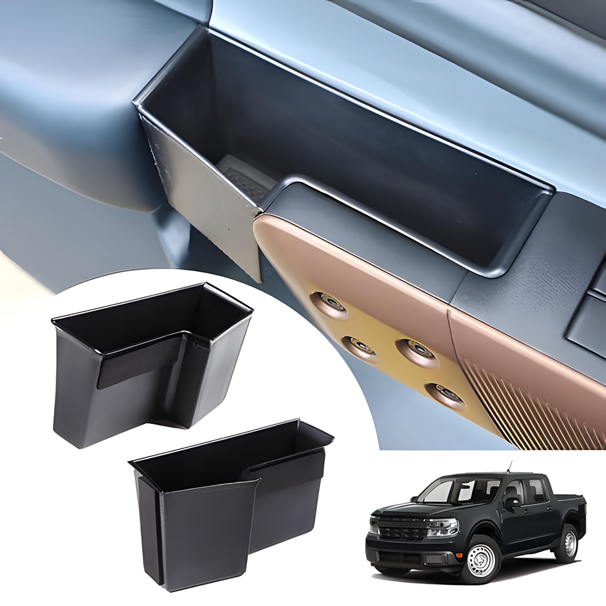 2022-2025 Ford Maverick Car Door Side Storage Box Organizer - 2PC Armrest Phone Pocket Insert Accessories | Perfect for Road Trips, Commuting & Daily Storage Needs