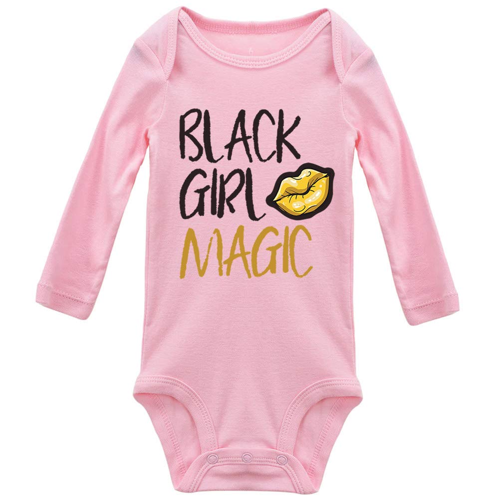 Furmall Black Girl Magic Long Sleeve Cotton Bodysuit - Soft Infant Onesie & Newborn Romper Outfit for Baby Girls - Perfect for Playtime, Photoshoots & Special Occasions