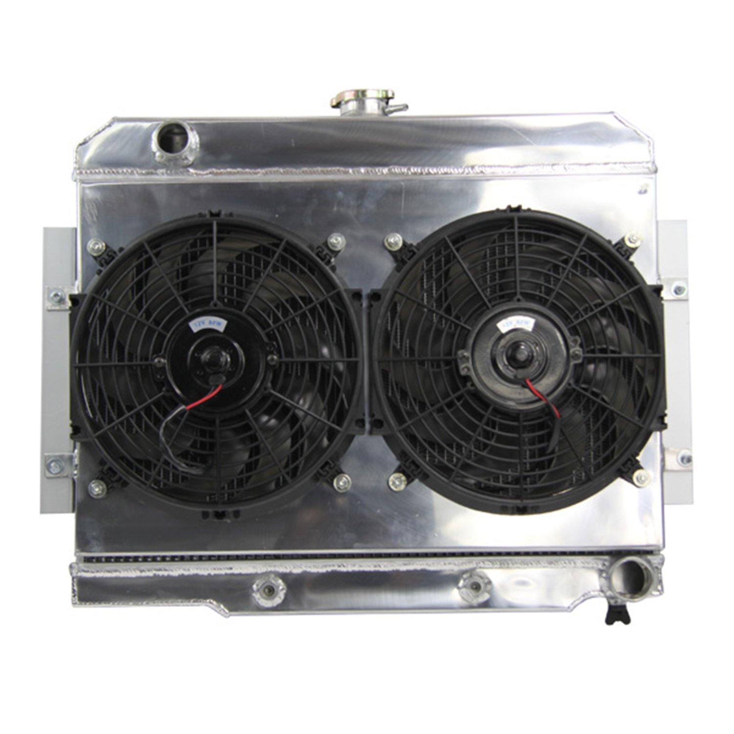 Primecooling 3 Row All Aluminum Radiator with 12-Inch Fan & Shroud - Compatible with 1972-1986 Jeep CJ Series (GM Chevy SBC Engine Conversion) - High-Performance Cooling for Off-Road & Daily Driving