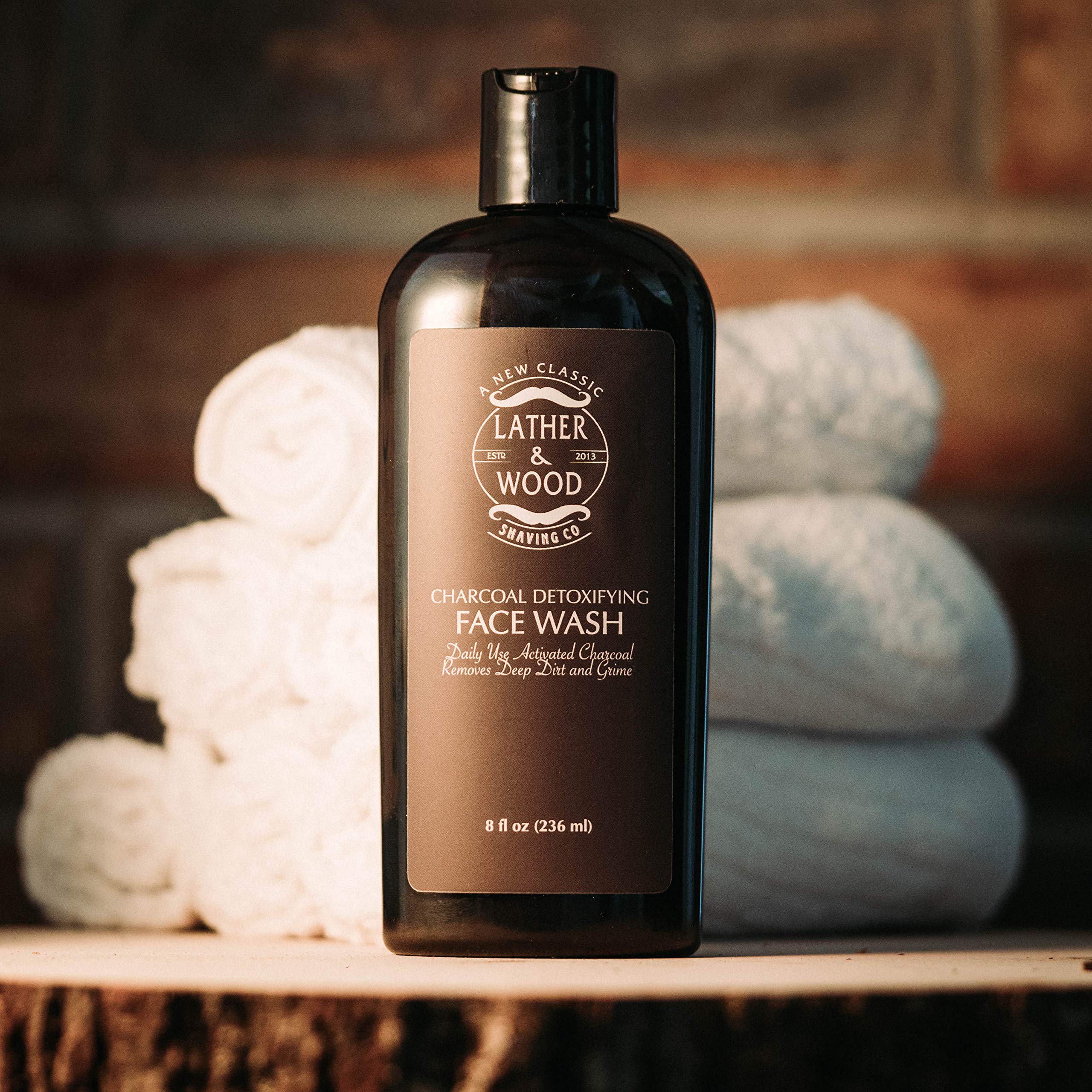 Men's Activated Charcoal Daily Face Wash & Cleanser - Deep Cleansing for Oily Skin with Cool Tingly Sensation - Removes Dirt, Oil & Impurities - 8oz - Perfect for Morning & Night Skincare Routine