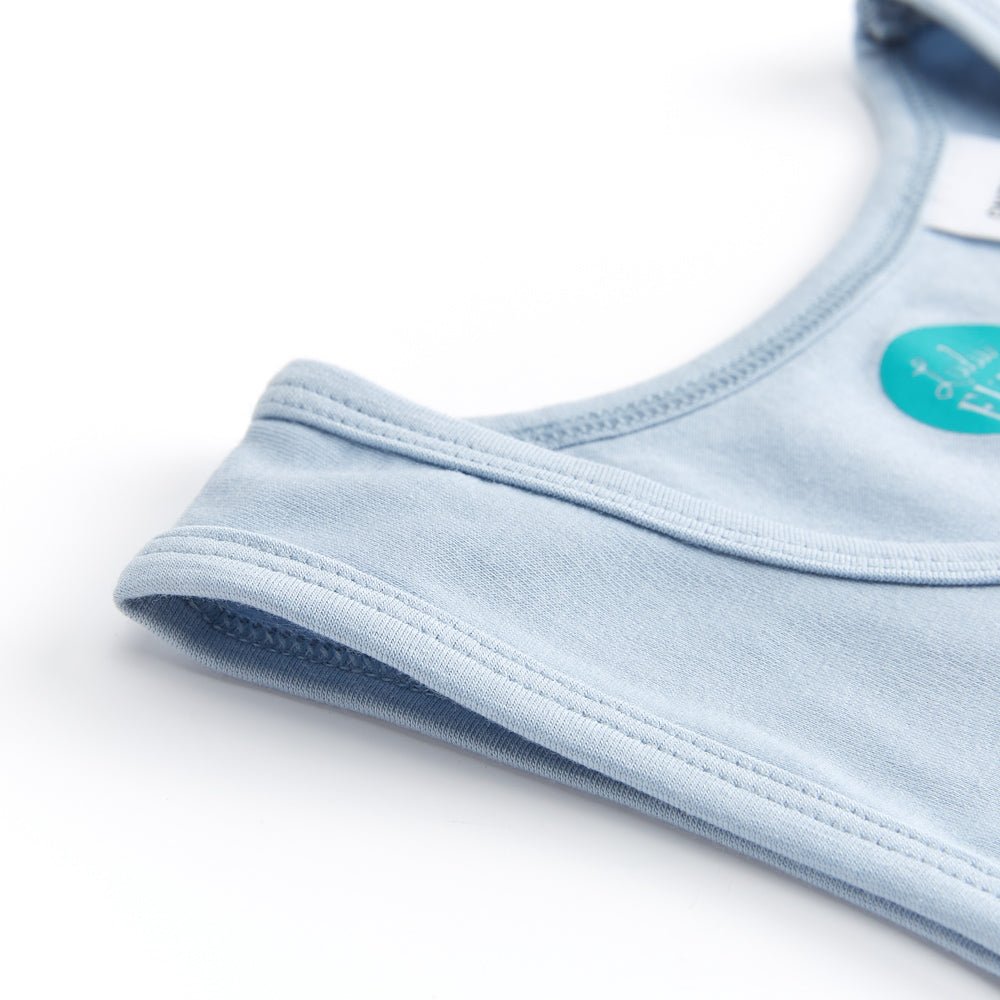 Organic Cotton & Bamboo Singlet for Women - Soft Powder Blue - Perfect for Yoga, Sleepwear & Lounge Wear