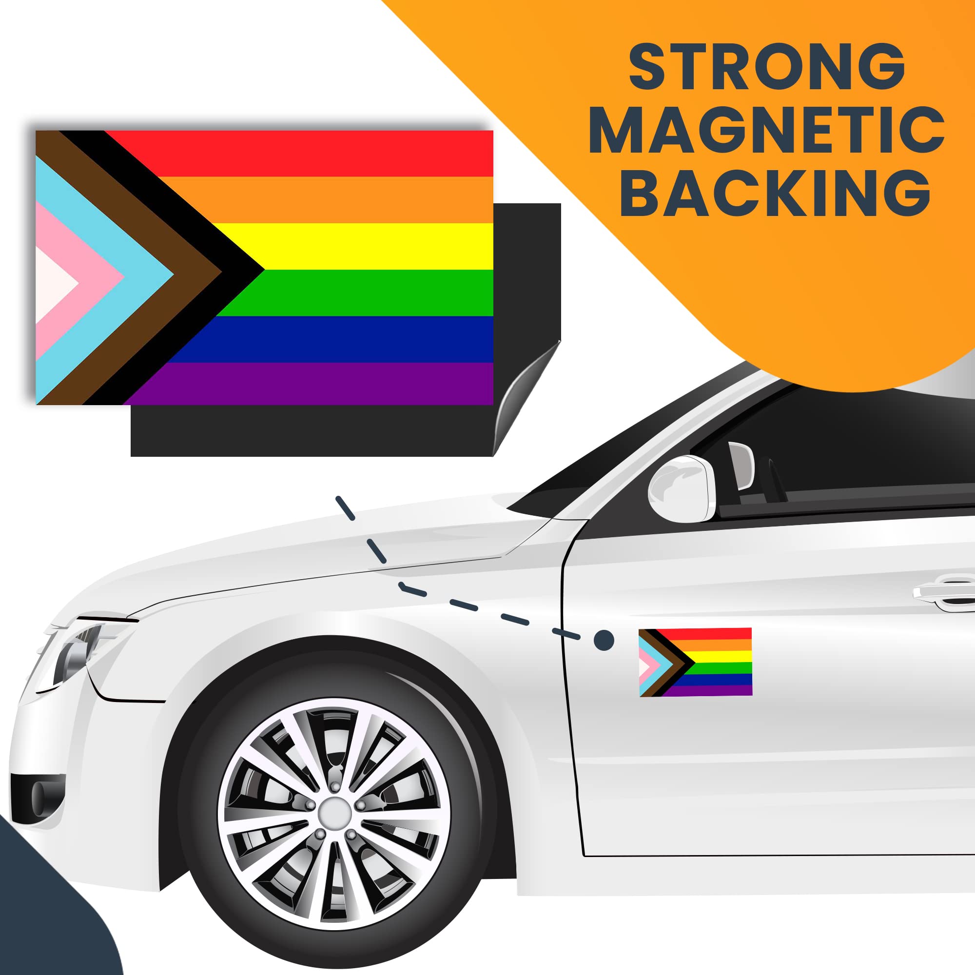 3x5 Inch Heavy Duty LGBTQ Pride Flag Car Magnet Decal - 2 Pack, Durable Automotive Magnet for Truck, SUV & Vehicle - Show Support for Gay Pride & Rainbow Flag - Perfect for Pride Month, Parades & LGBTQ Ally Visibility