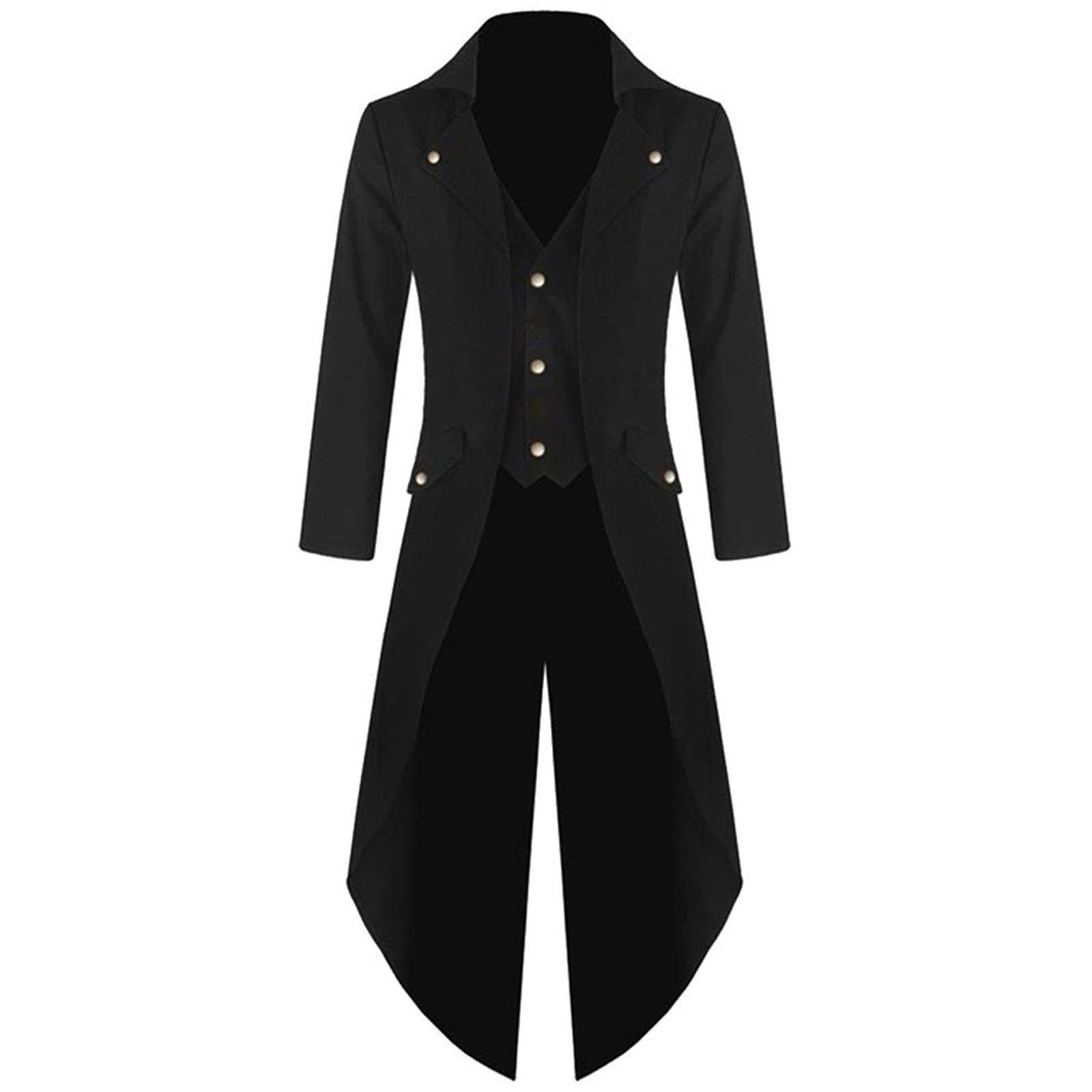 Gothic Men's Tailcoat Jacket - Vintage Frock Coat Uniform Costume for Parties & Formal Events - Fleece Winter Coat for Cold Weather - Perfect for Halloween, Cosplay, Weddings & Themed Parties