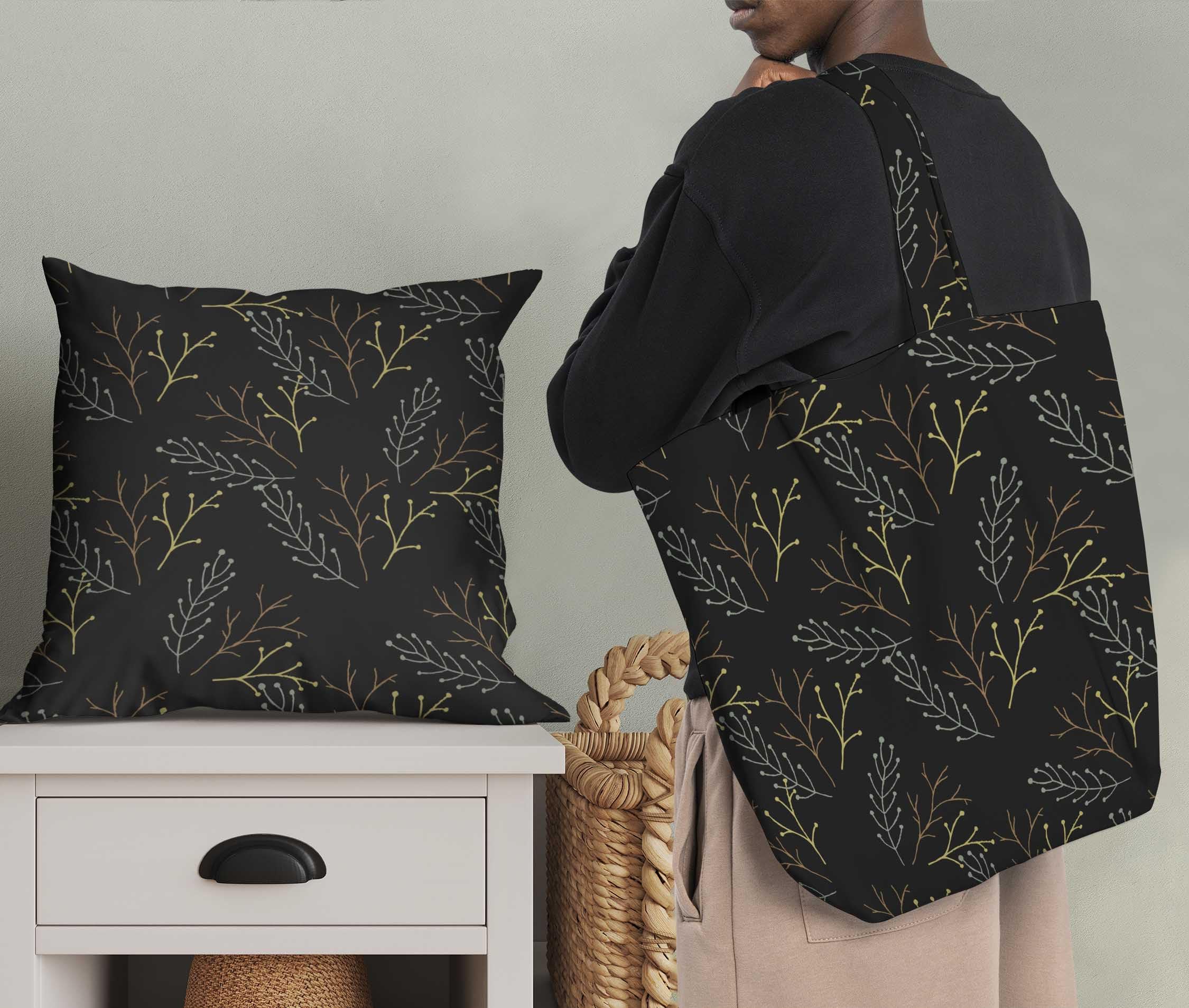 Soimoi Moss Georgette Gray Fabric by The Yard - 42 Inch Wide Dry Branches Tree Print Fabric for DIY Crafts, Home Decor & Fashion Design - Rustic Earthy Printed Fabric for Curtains, Dresses, Quilting and Scarf Making