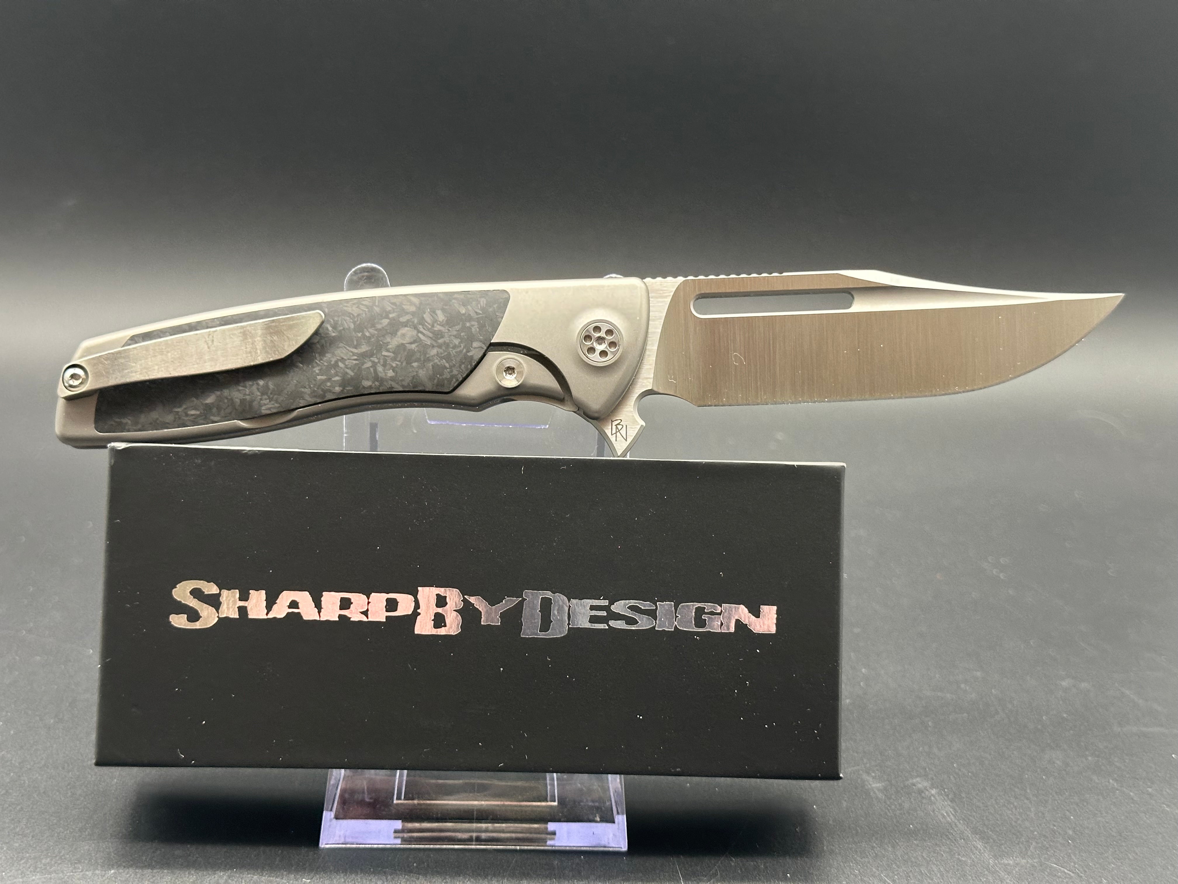 Sharp By Design Evo Typhoon Bowie Knife - Titanium & Carbon Fiber Handle, M390 Steel Blade - Outdoor Survival, Camping, Hunting, Tactical EDC