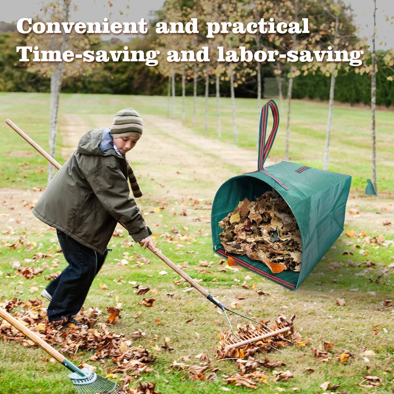 72 Gallon Leaf Collector Bags - 4-Pack Heavy Duty Yard Waste Bags for Leaf Vacuum, Grass Clippings & Yard Debris | Large Dustpan-Style Lawn Leaf Bags | Collapsible Trash Can for Parties, Laundry, Camping & Outdoor Activities