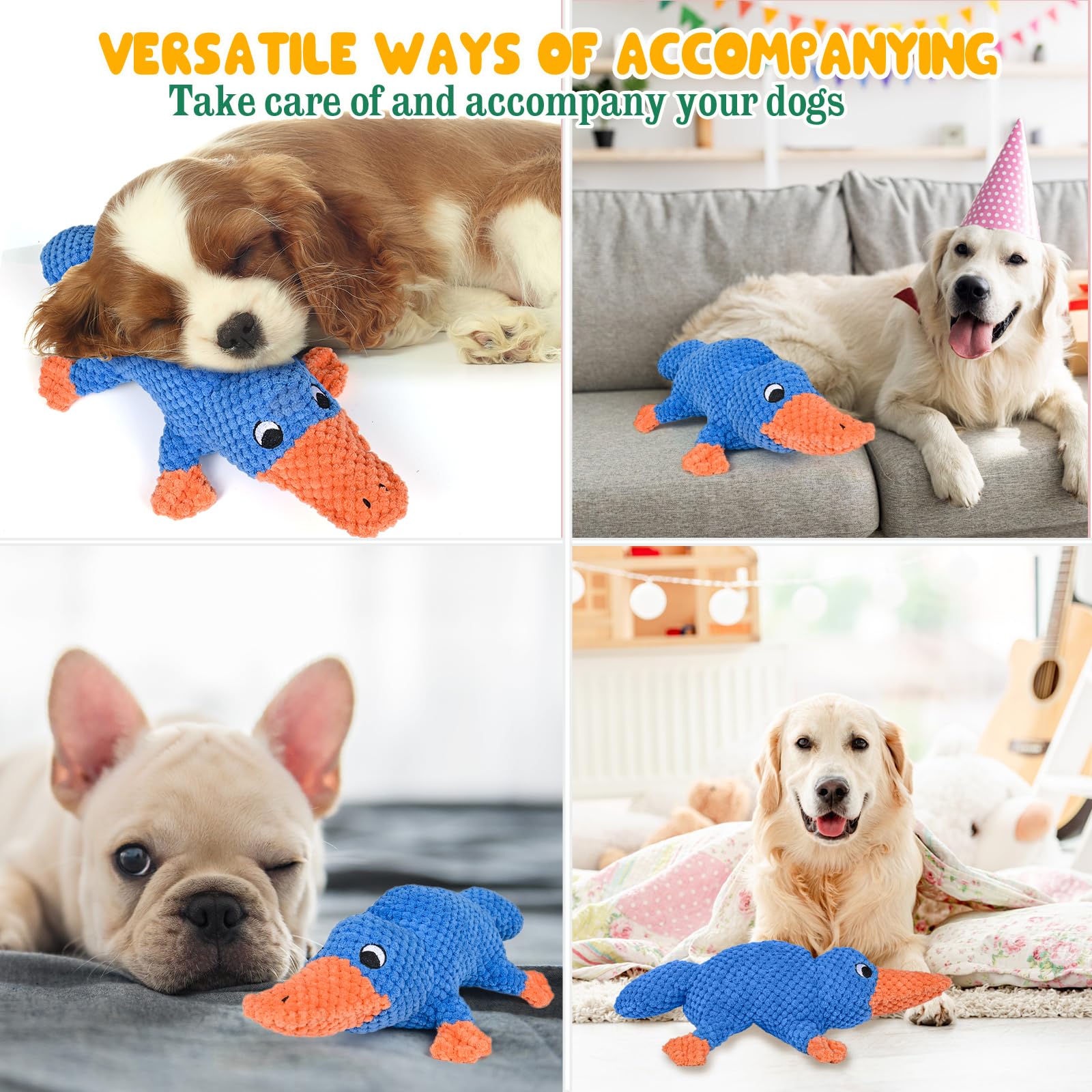**Vitscan Squeaky Dog Toys for Aggressive Chewers – Large Breed Durable Plush Platypus Chew Toy for Big Dogs & Puppies – Tough Interactive Pet Toys for Small & Large Dogs – Perfect for Playtime, Training & Teething Relief**