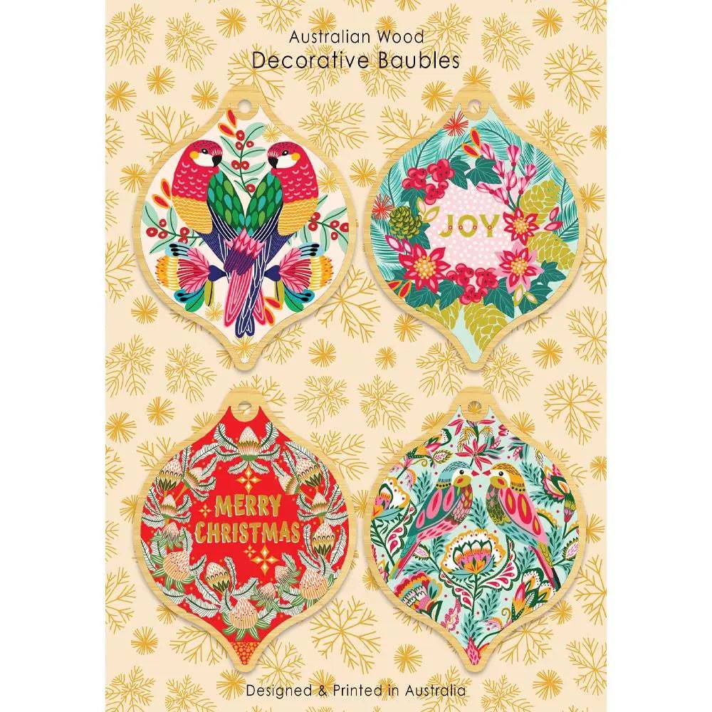 Australian Christmas Bauble Set - 12-Piece Handmade Glass Ornaments for Holiday Tree Decorations - Perfect for Xmas Party, Home & Office Decor