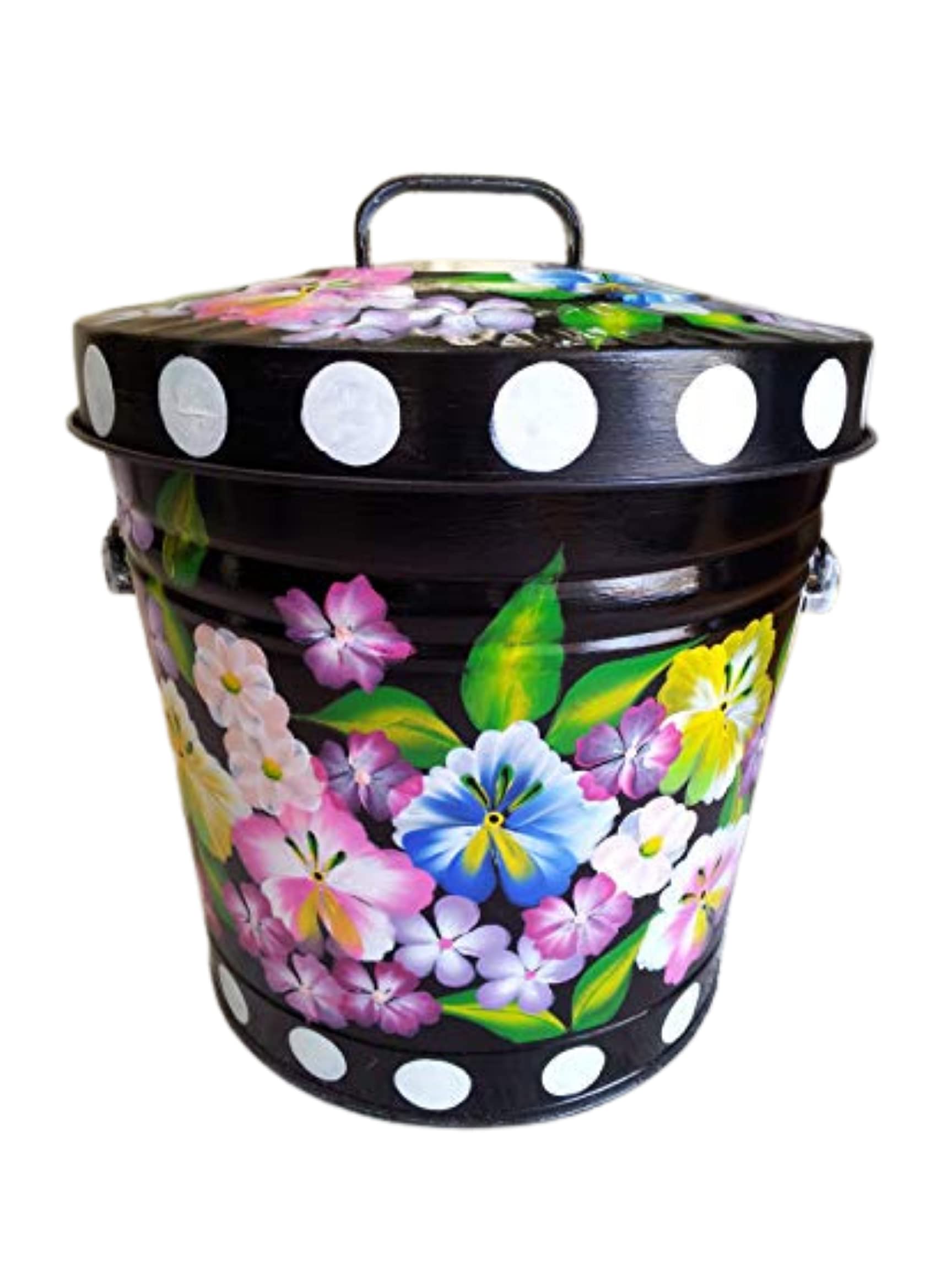 6 Gallon Hand Painted Decorative Trash Can - Elegant Waste Bin for Kitchen, Bathroom & Office - Perfect for Home Decor & Waste Disposal