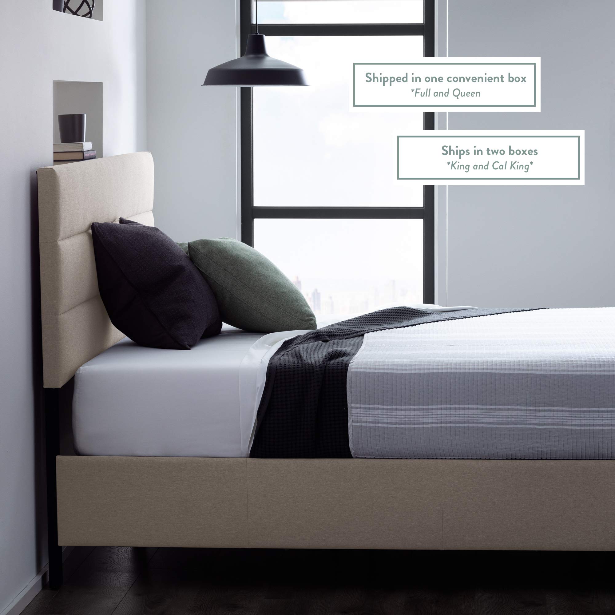 Edenbrook Johnson Upholstered Bed with Built-in Storage Drawers - Modern Channel Tufted Headboard - Easy Assembly Full Size Bed Frame - Charcoal Gray - Perfect for Small Bedrooms & Guest Rooms