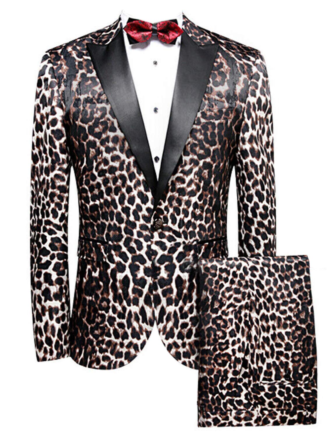 Men's 2-Piece Leopard Grain Suit Set - Single Button Business Jacket & Pants | Formal Office Wear, Wedding Attire & Special Occasion Outfit