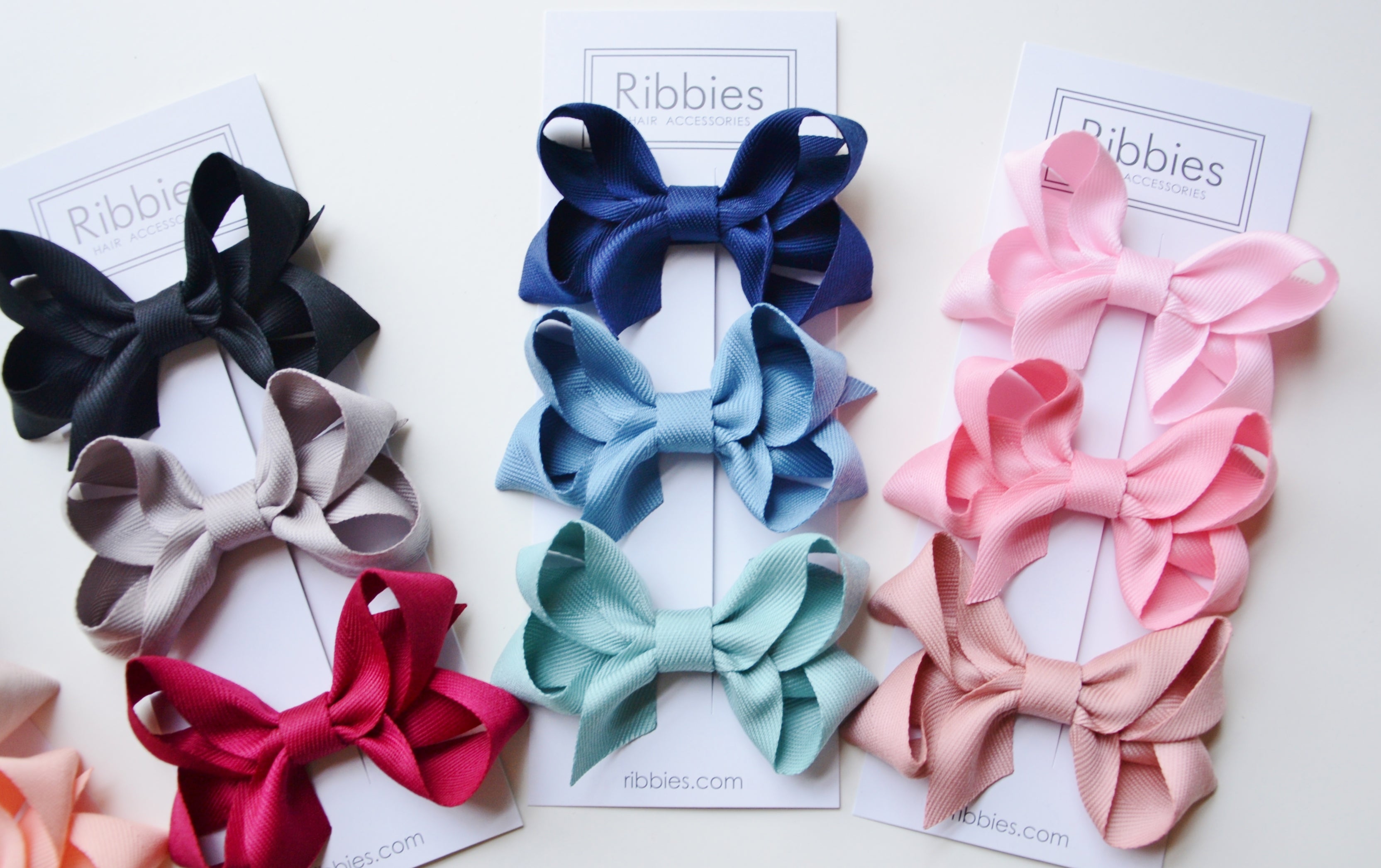 Pink Medium Looped Hair Bows Set of 3 - Cute Hair Accessories for Girls, Toddlers & Babies - Perfect for Parties, Holidays & Everyday Wear