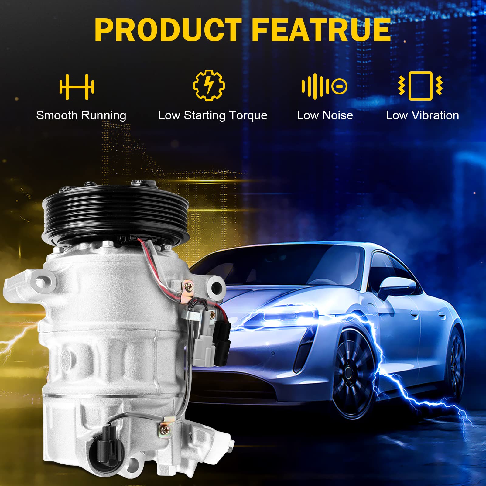 2013-2015 Nissan Sentra & Tsuru AC Compressor with Clutch (Part# 29072C) - Direct Fit Replacement for Car Air Conditioning System - Perfect for Summer Cooling & Road Trips