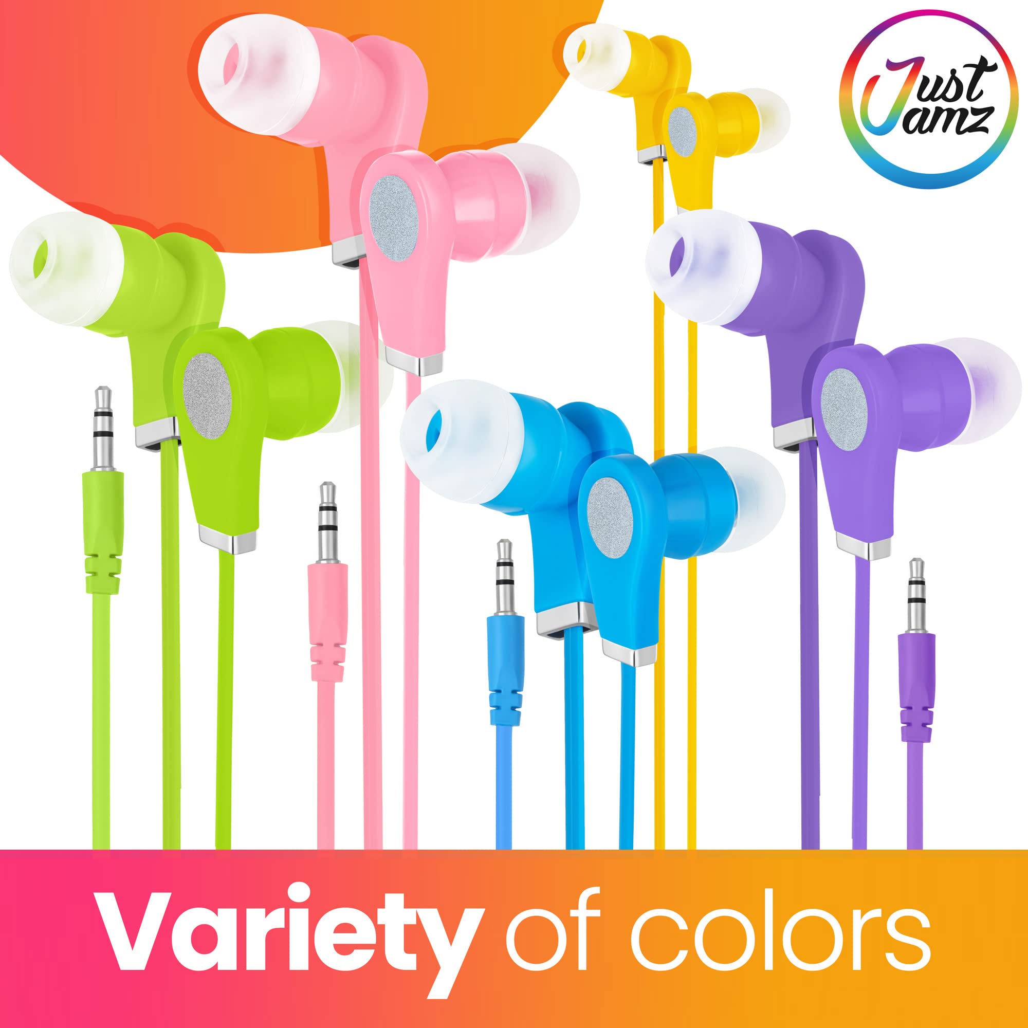 30 Pack Multicolor 3.5mm Stereo Earbuds Bulk - for School, Classroom, Library Use