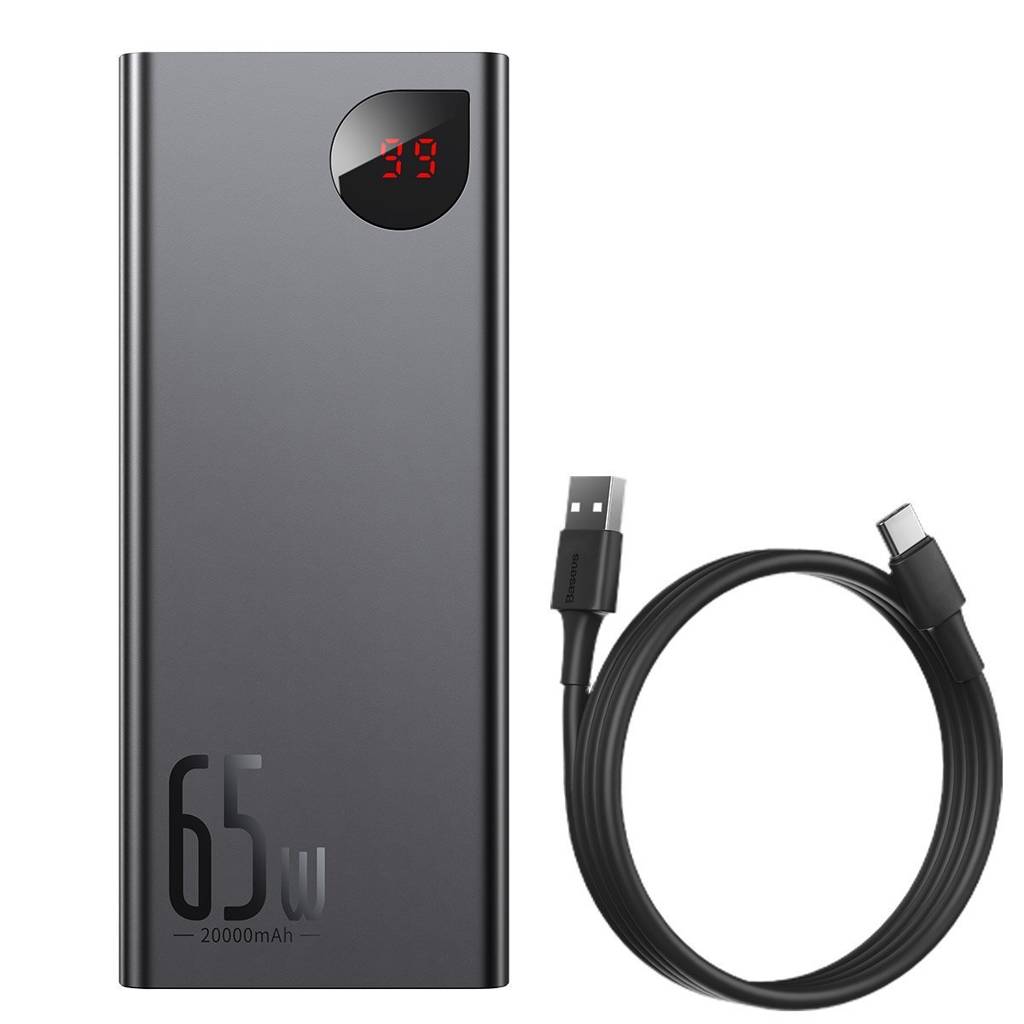 Baseus 20000mAh 65W Fast Charging Power Bank - Portable Battery Pack for iPhone, Samsung, Laptop, Travel & Outdoor Use