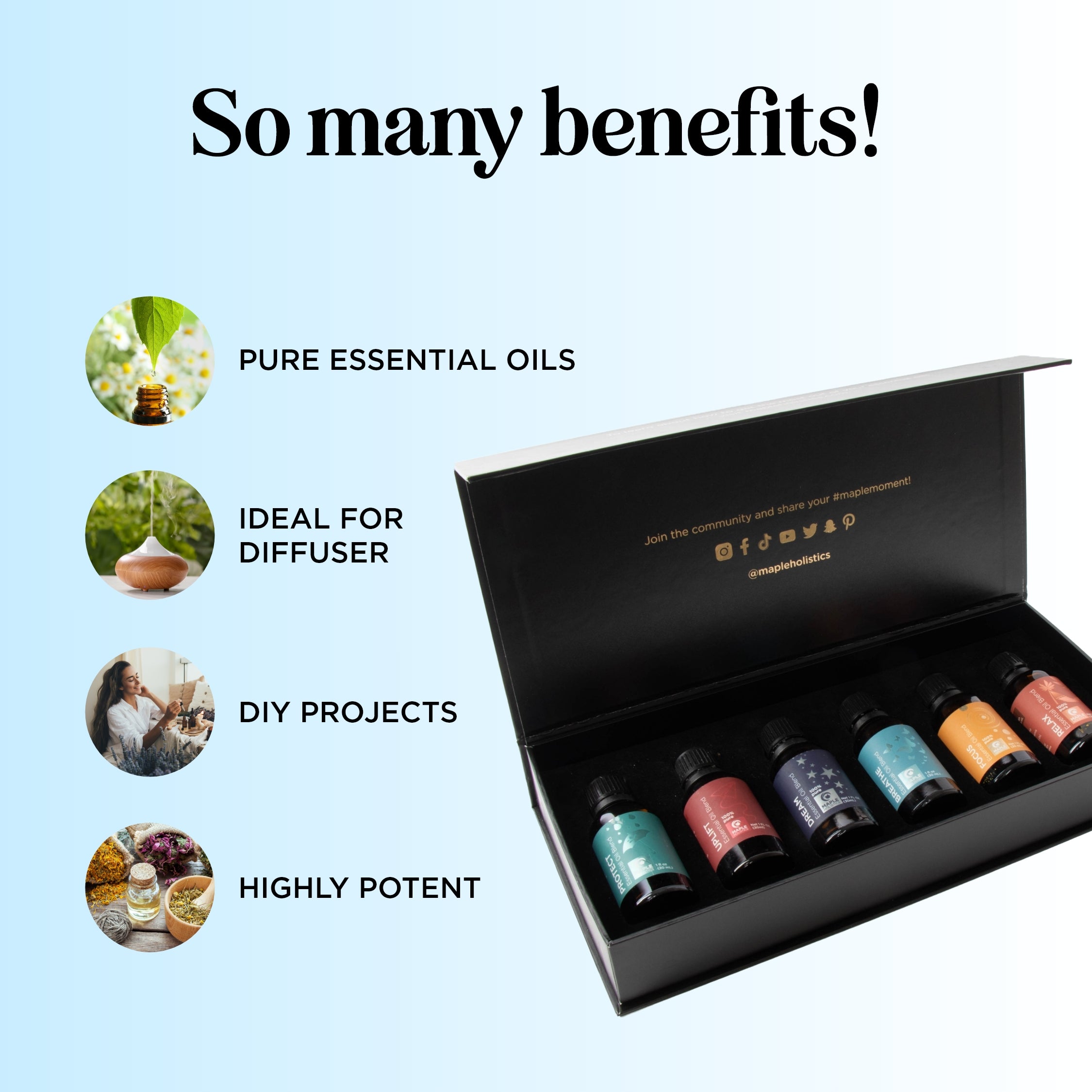 6-Piece Essential Oil Blends Set for Aromatherapy, Relaxation & Home Diffuser - Lavender, Peppermint, Eucalyptus, Tea Tree, Lemon & Orange Oils