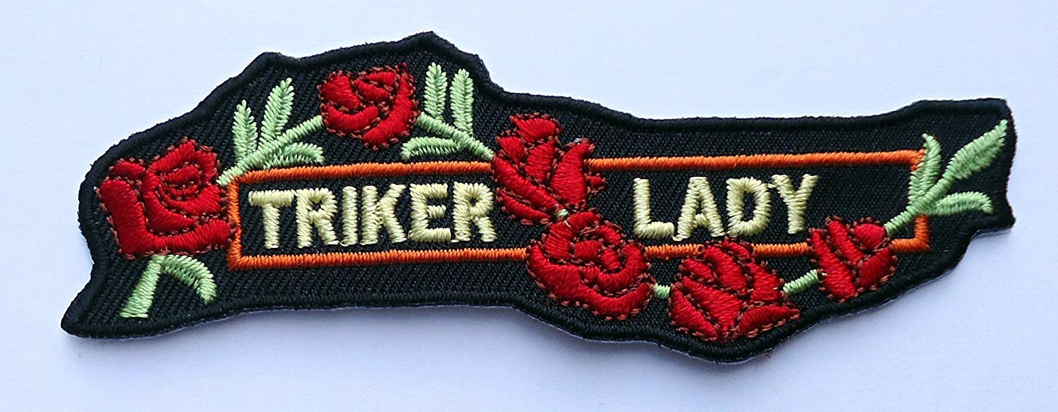 Triker Lady Roses Embroidered 4 Inch Iron On/Sew On Patch for Jackets, Bags & DIY Crafts - Vintage Floral Applique for Clothing & Accessories