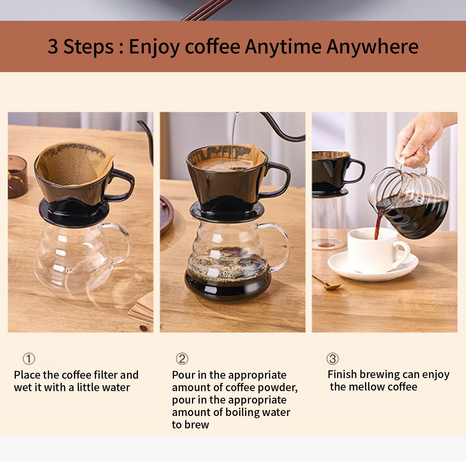 Premium Porcelain Pour Over Coffee Maker - Manual Non-Electric Slow Brew Dripper for Single Cup (2-4 Cups) - Perfect for Home, Office & Camping Coffee Lovers - White Medium Size Coffee Gift Set
