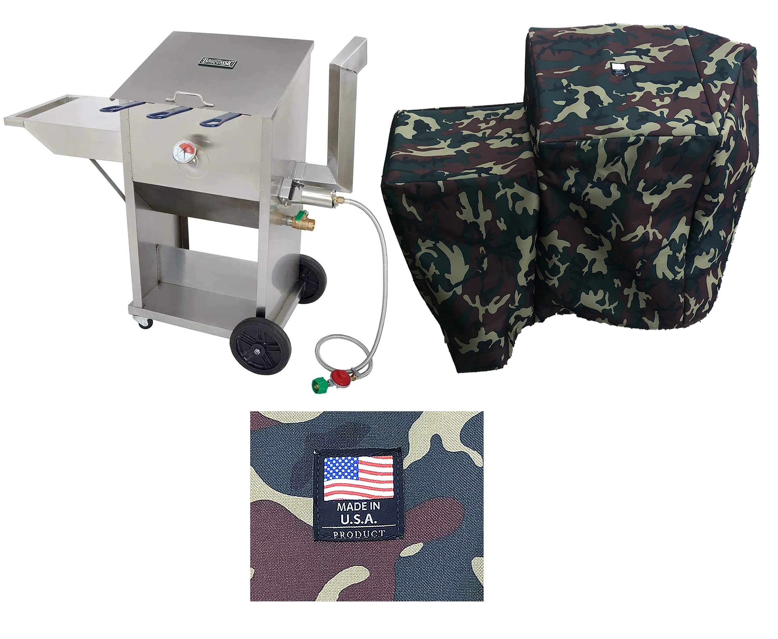 700-709 Camouflage PVC Coated Polyester Cover for 9 Gallon Deep Fryer - Waterproof Full Length Protection Compatible with Bayou Classic - Outdoor Cooking & Camping Gear Accessory