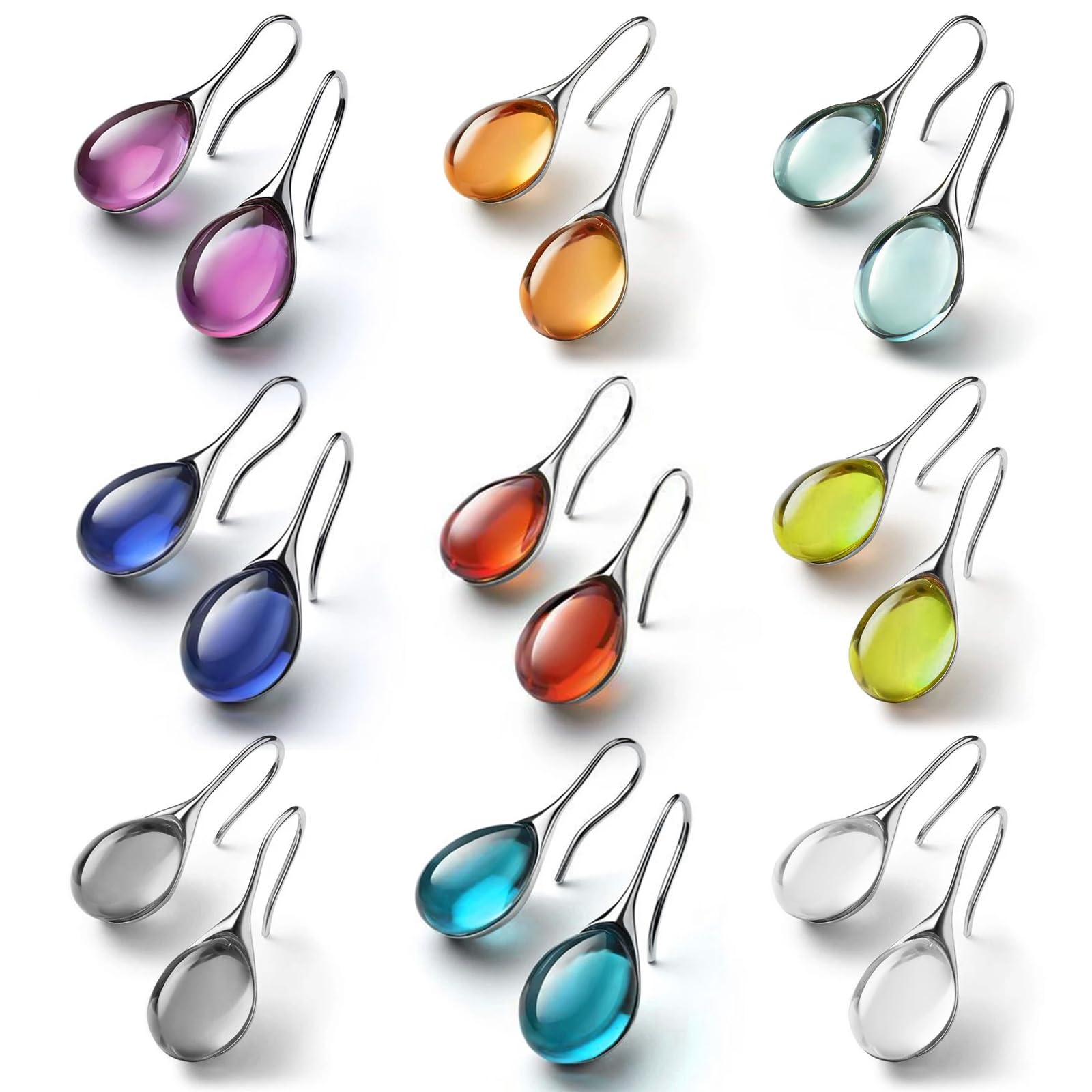 Trendy Hypoallergenic Sterling Silver Teardrop Crystal Dangle Earrings for Women - Elegant Drop Earrings Set for Party, Wedding & Everyday Wear