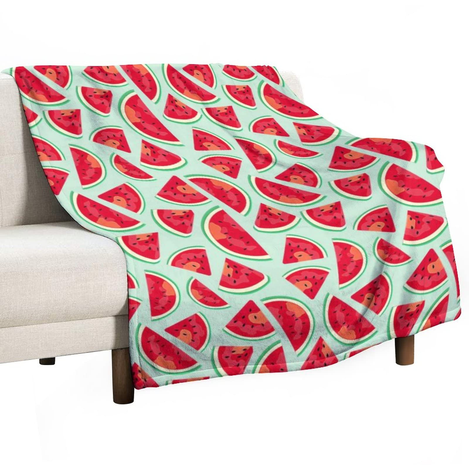 Soft Flannel Watermelon Print Blanket - Lightweight & Cozy Plush Throw for Couch, Bed, Living Room - Perfect for Lounging, Movie Nights & Home Decor