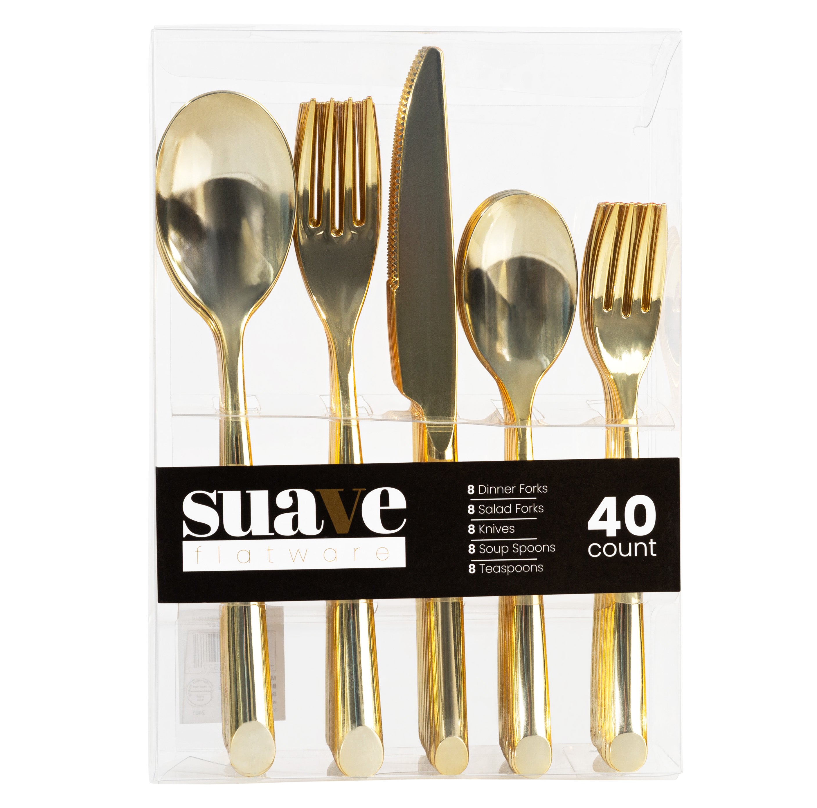 Premium Suave Collection Gold Flatware Set - 40-Piece Stainless Steel Cutlery (8 Place Settings) - Elegant Dining for Dinner Parties, Weddings & Special Occasions