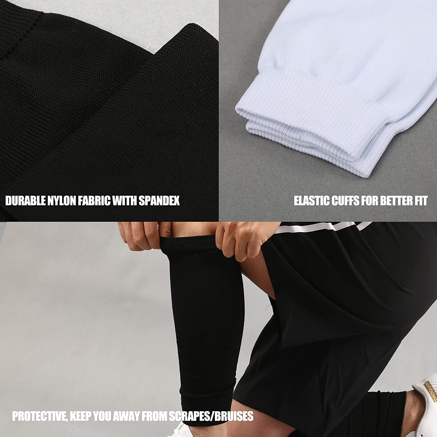 HERSENT Football Calf Compression Leg Sleeves for Men & Women - Breathable Footless Compression Socks for Soccer, Running, Basketball & Workout - Improve Performance & Recovery