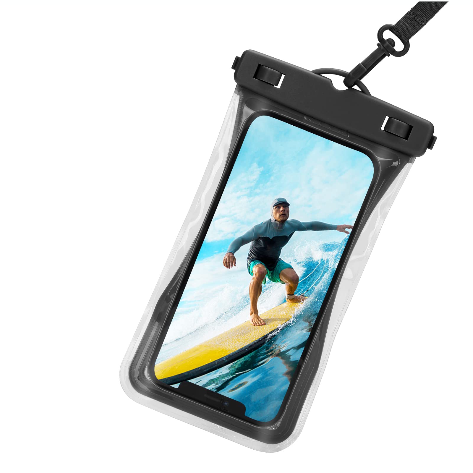 Waterproof Phone Pouch for Swimming & Outdoor Activities - Universal Dry Bag Case Fits Lenovo K13 Pro & All Smartphones Up to 7 Inches - IPX8 Certified for Beach, Pool, Kayaking - Black