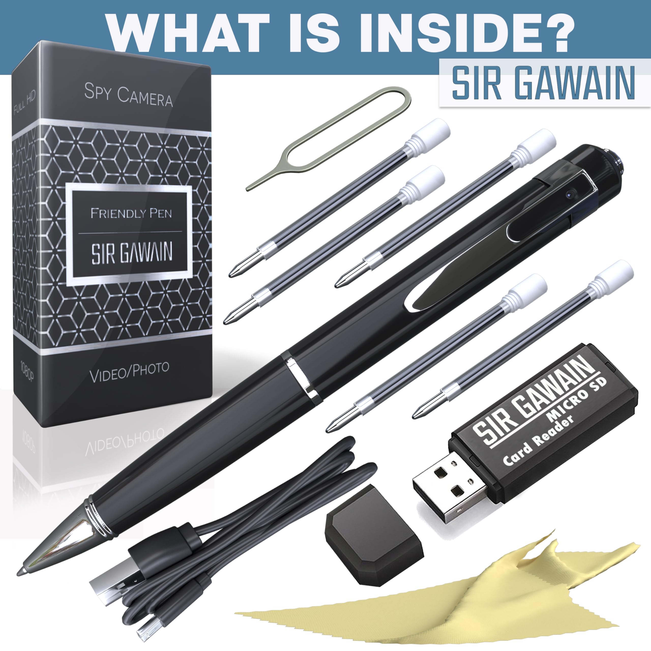 1080P Hidden Spy Camera Pen - Full HD Nanny Cam with Loop Recording & Picture Taking - Wireless Rechargeable Security Camera with Wide Angle Lens | Perfect for Home Surveillance, Office Monitoring & Covert Recording