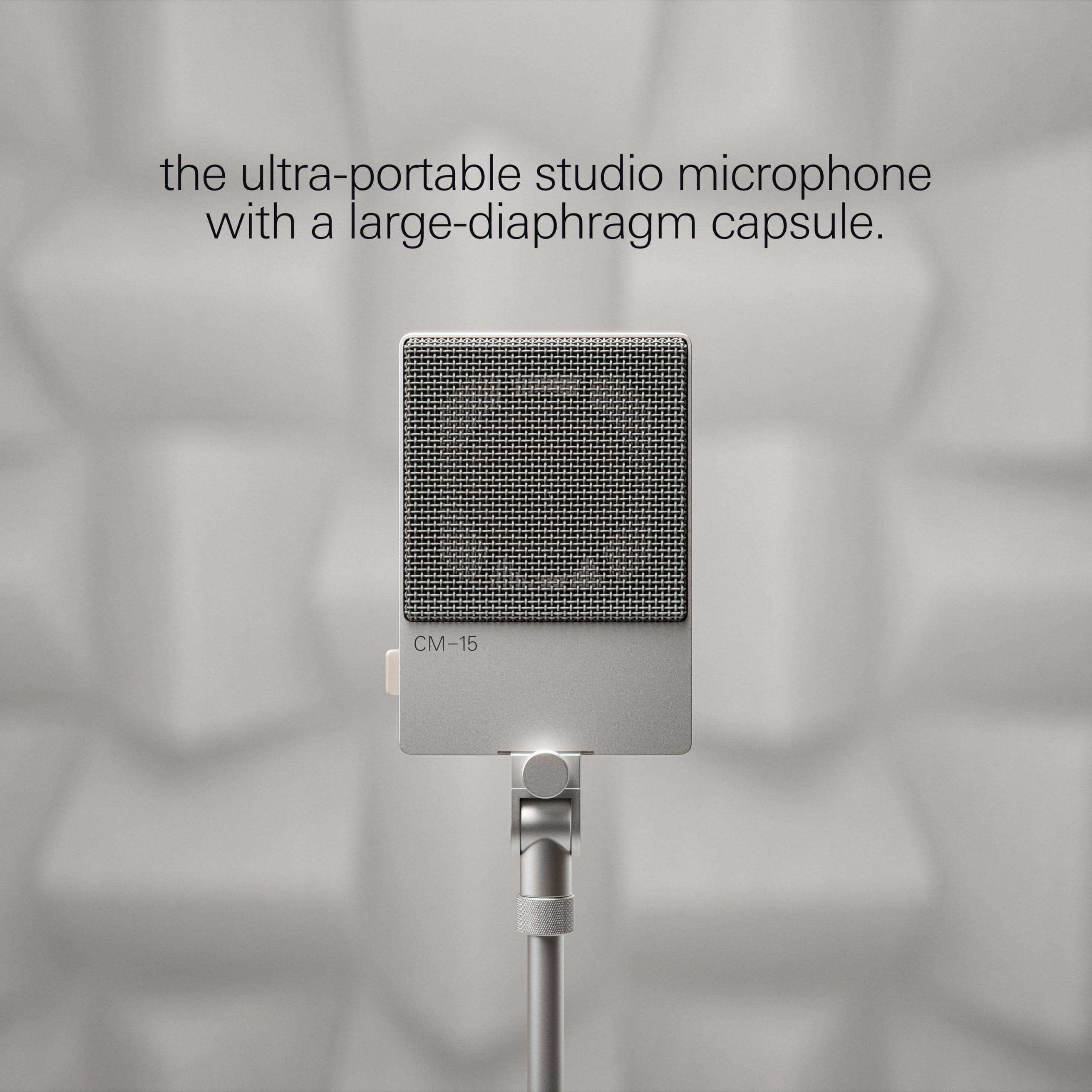 Teenage Engineering CM-15 USB-C Condenser Microphone - Portable Studio Mic with 48V Phantom Power, 3.5mm Line Out, 10-Hour Battery & Gain Control | Perfect for Podcasting, Voiceovers & Mobile Recording