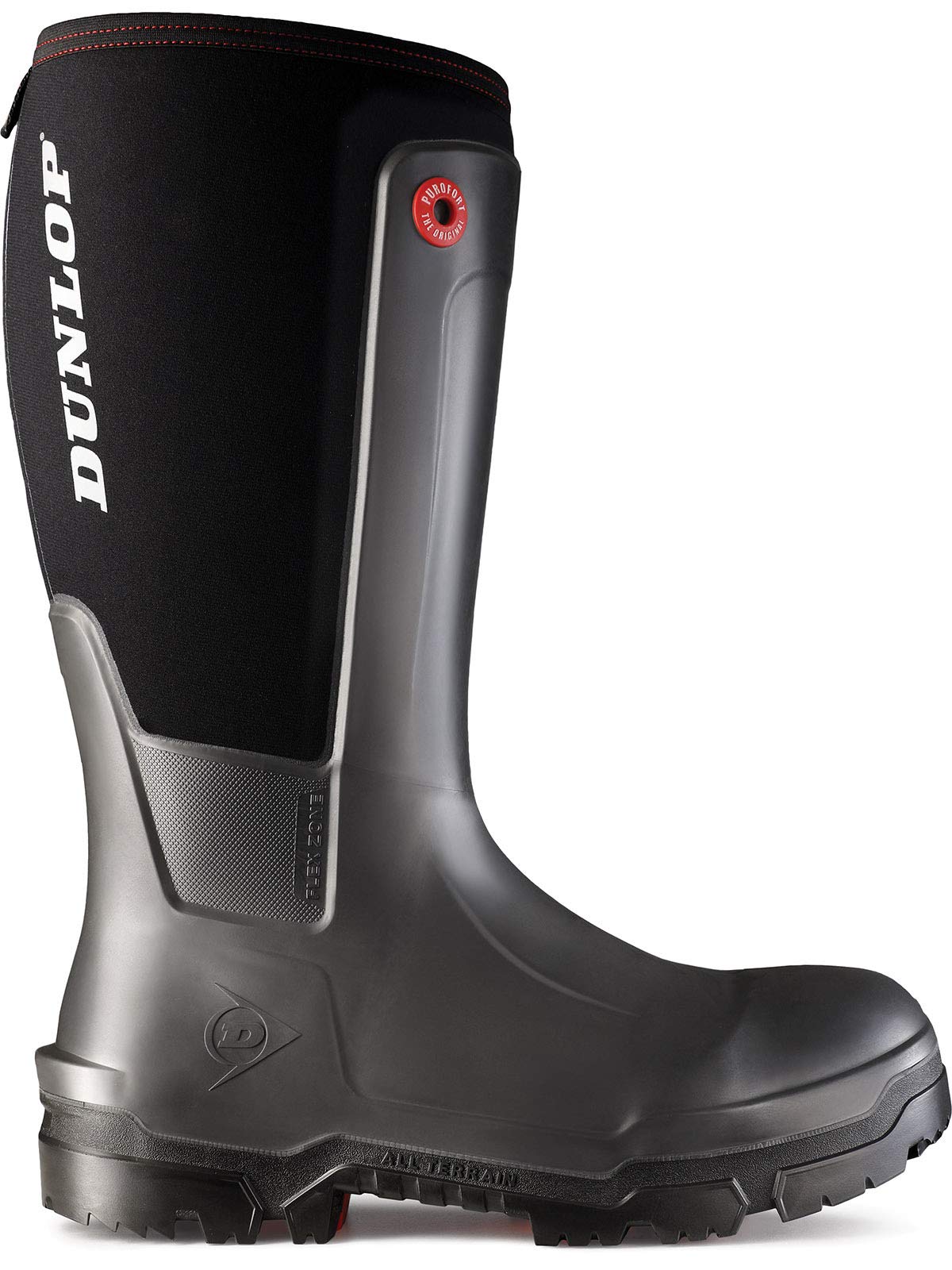 Dunlop NE68A9306 Snugboot WorkPro Safety Boots - Composite Toe, Waterproof, Slip Resistant for Construction & Industrial Work - Charcoal/Black, Size 6 US