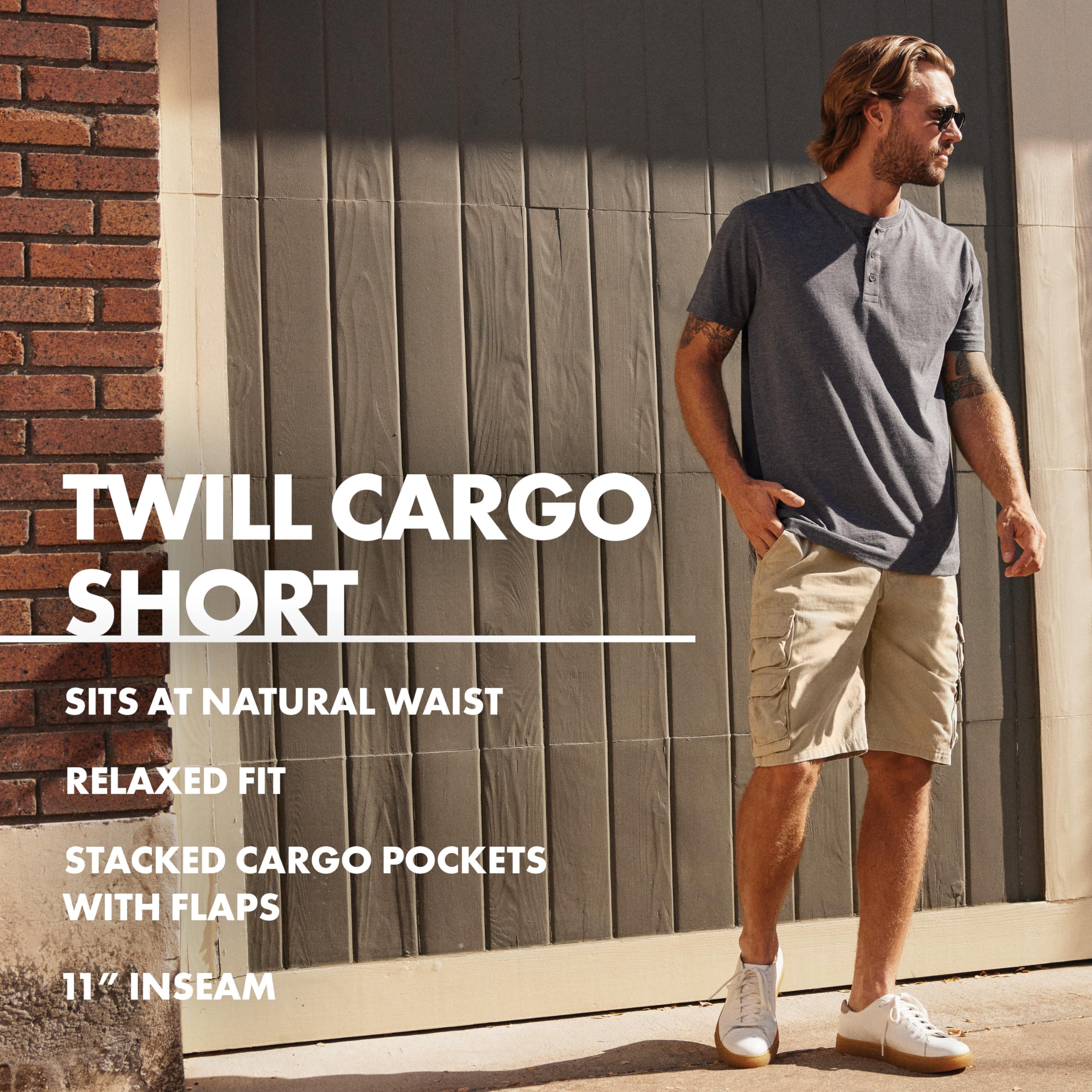 Wrangler Authentics Men's Premium Twill Cargo Shorts - Comfortable & Durable Casual Wear for Outdoor Activities, Hiking, and Summer Adventures