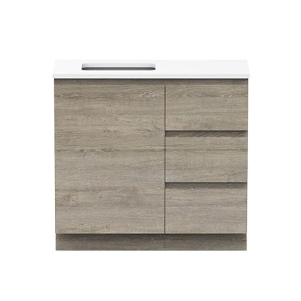 ADP Glacier Quartz Bathroom Vanity Set - 36 Inch Modern Trio Vanity with Sink & Mirror for Bathroom Remodeling | Perfect for Small Bathrooms & Powder Rooms