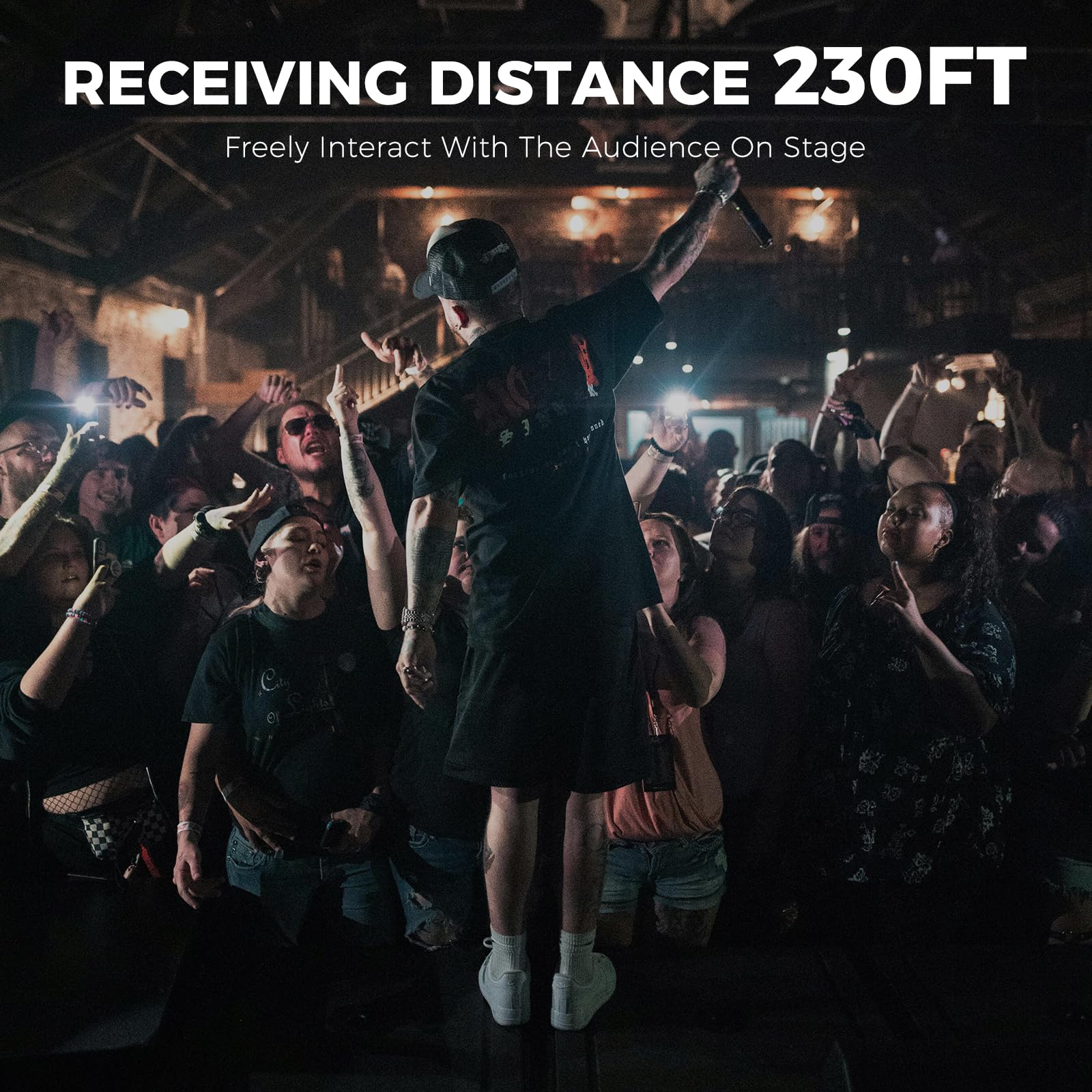 XTUGA SEM200 Professional 2-Channel UHF Wireless In-Ear Monitor System with 230ft Range - 2 Bodypacks + 1 Transmitter for Live Performances, Church Worship & Studio Recording