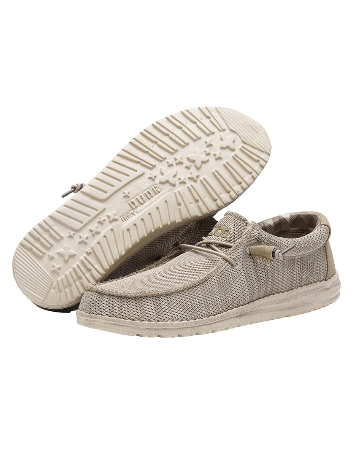 Hey Dude Men's Wally Sox Comfortable Slip-On Shoes - Beige Size 8 | Lightweight Breathable Casual Loafers for Walking, Travel & Everyday Wear